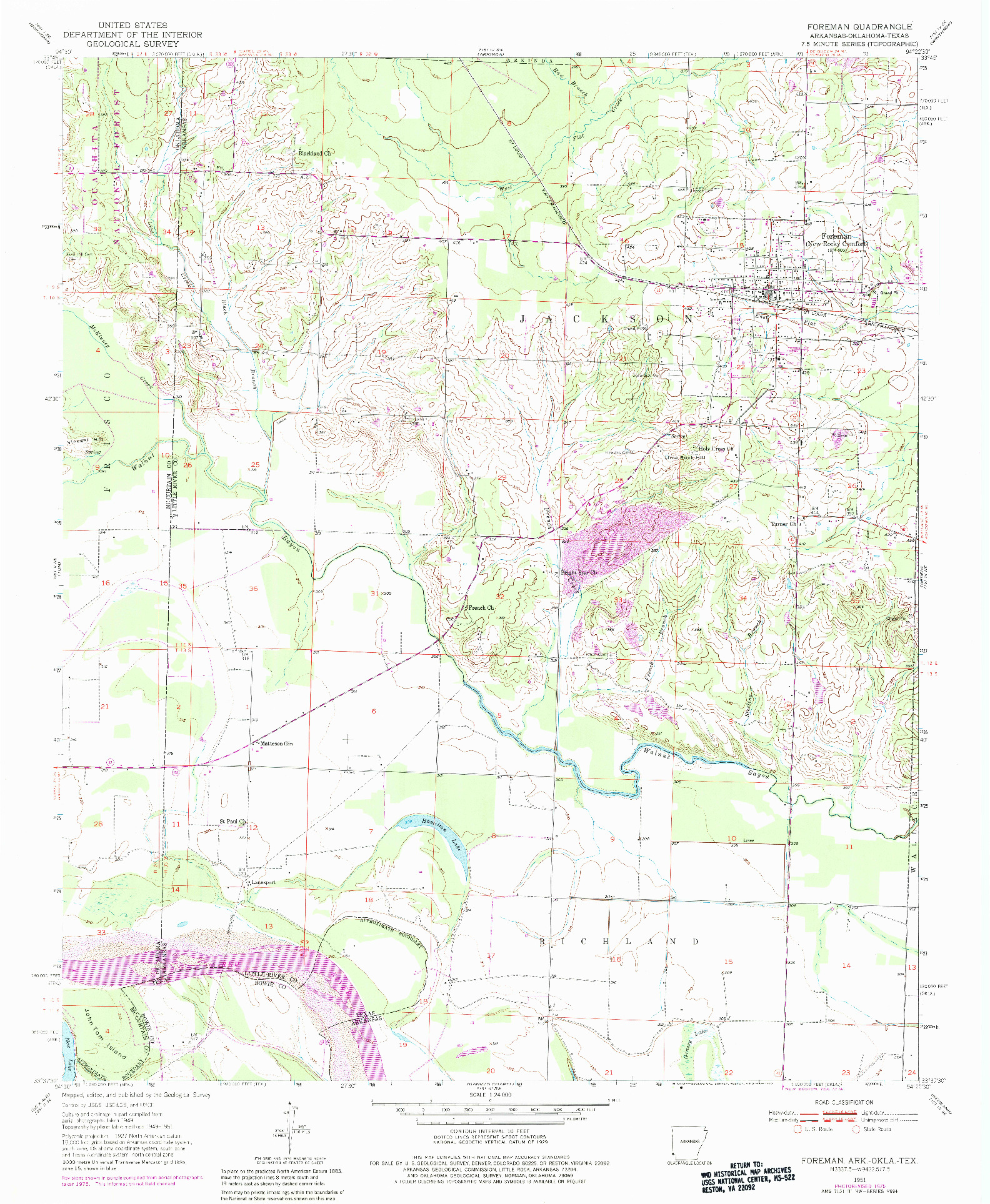 USGS 1:24000-SCALE QUADRANGLE FOR FOREMAN, AR 1951