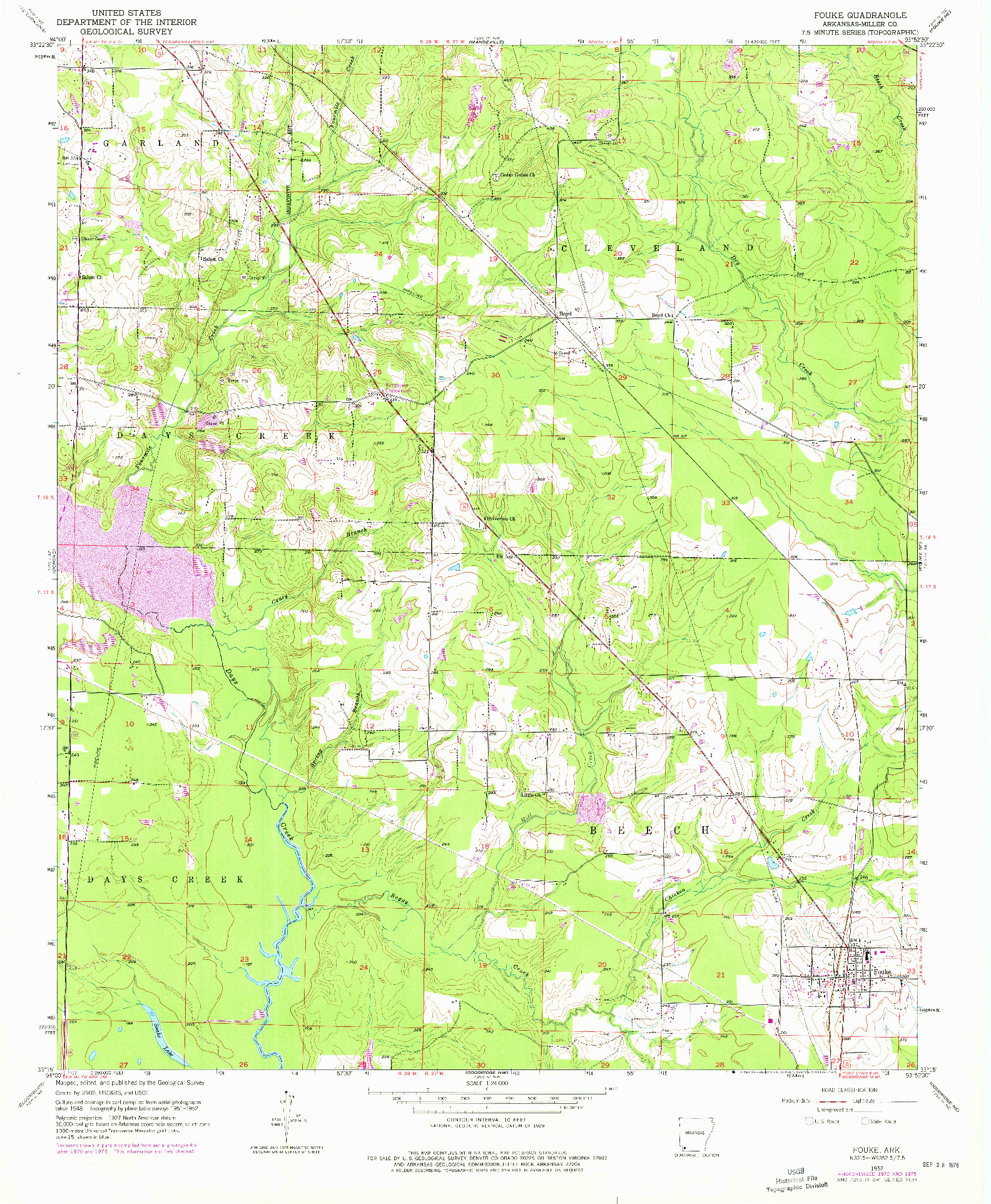 USGS 1:24000-SCALE QUADRANGLE FOR FOUKE, AR 1952