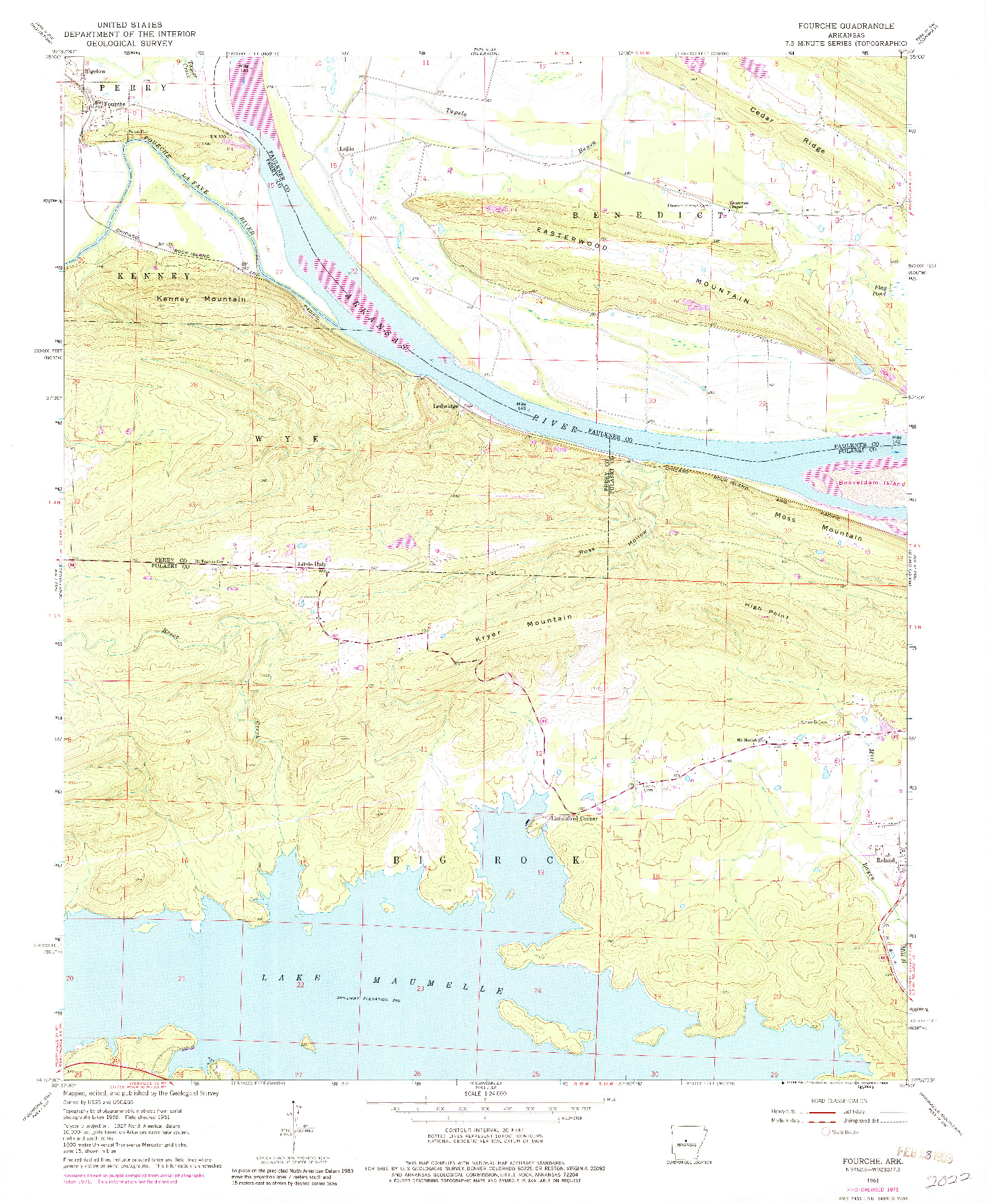 USGS 1:24000-SCALE QUADRANGLE FOR FOURCHE, AR 1961