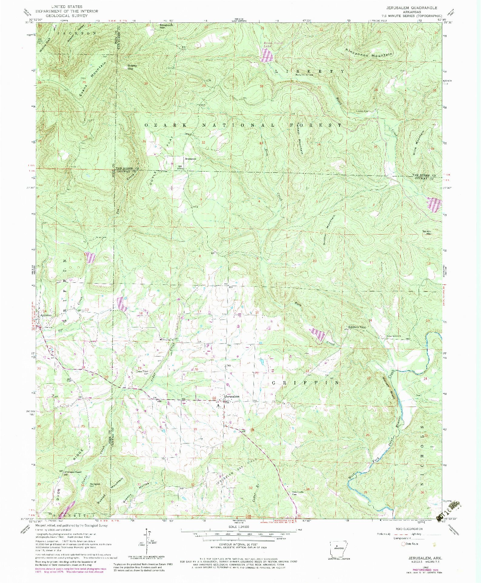 USGS 1:24000-SCALE QUADRANGLE FOR JERUSALEM, AR 1962