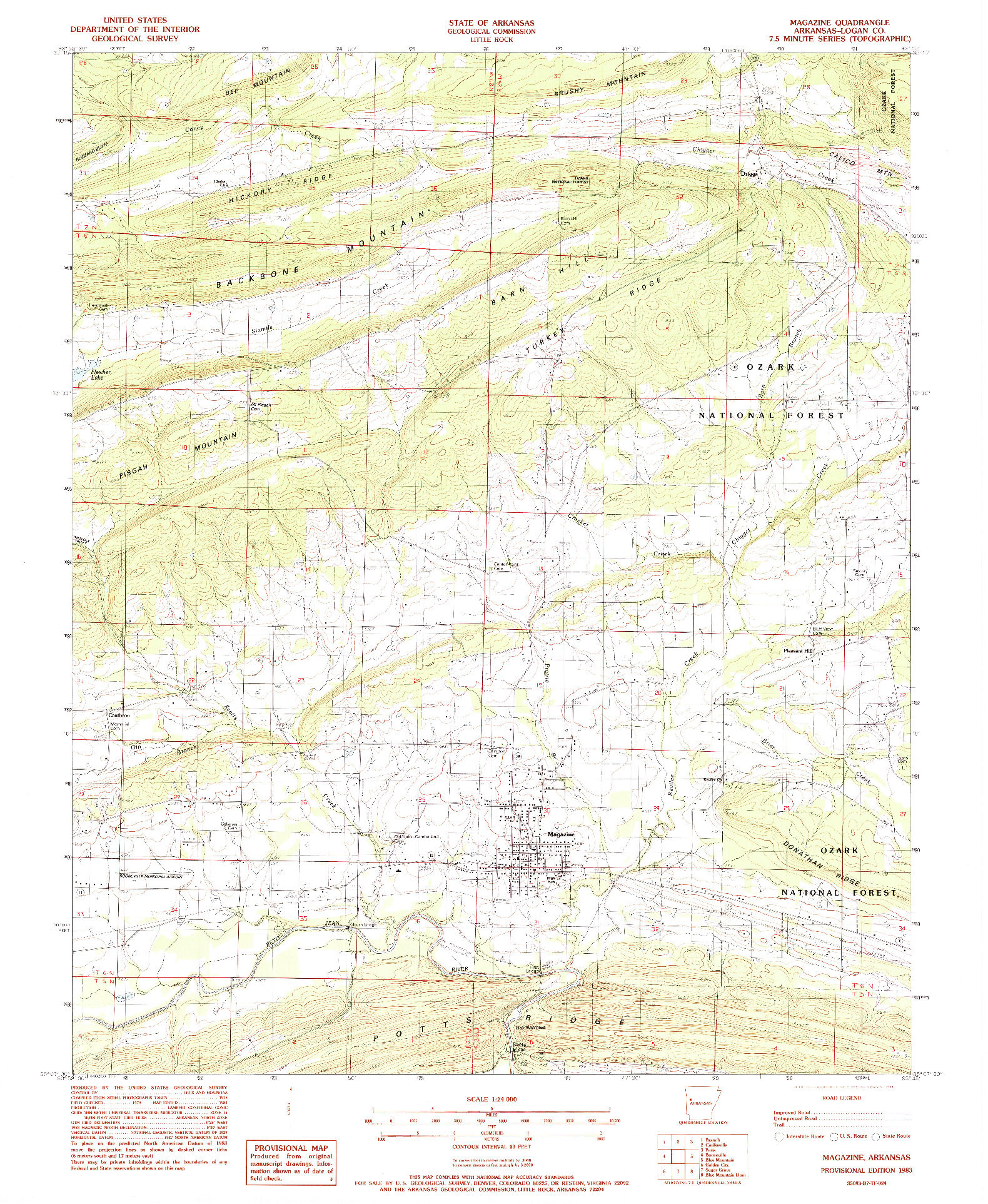 USGS 1:24000-SCALE QUADRANGLE FOR MAGAZINE, AR 1983