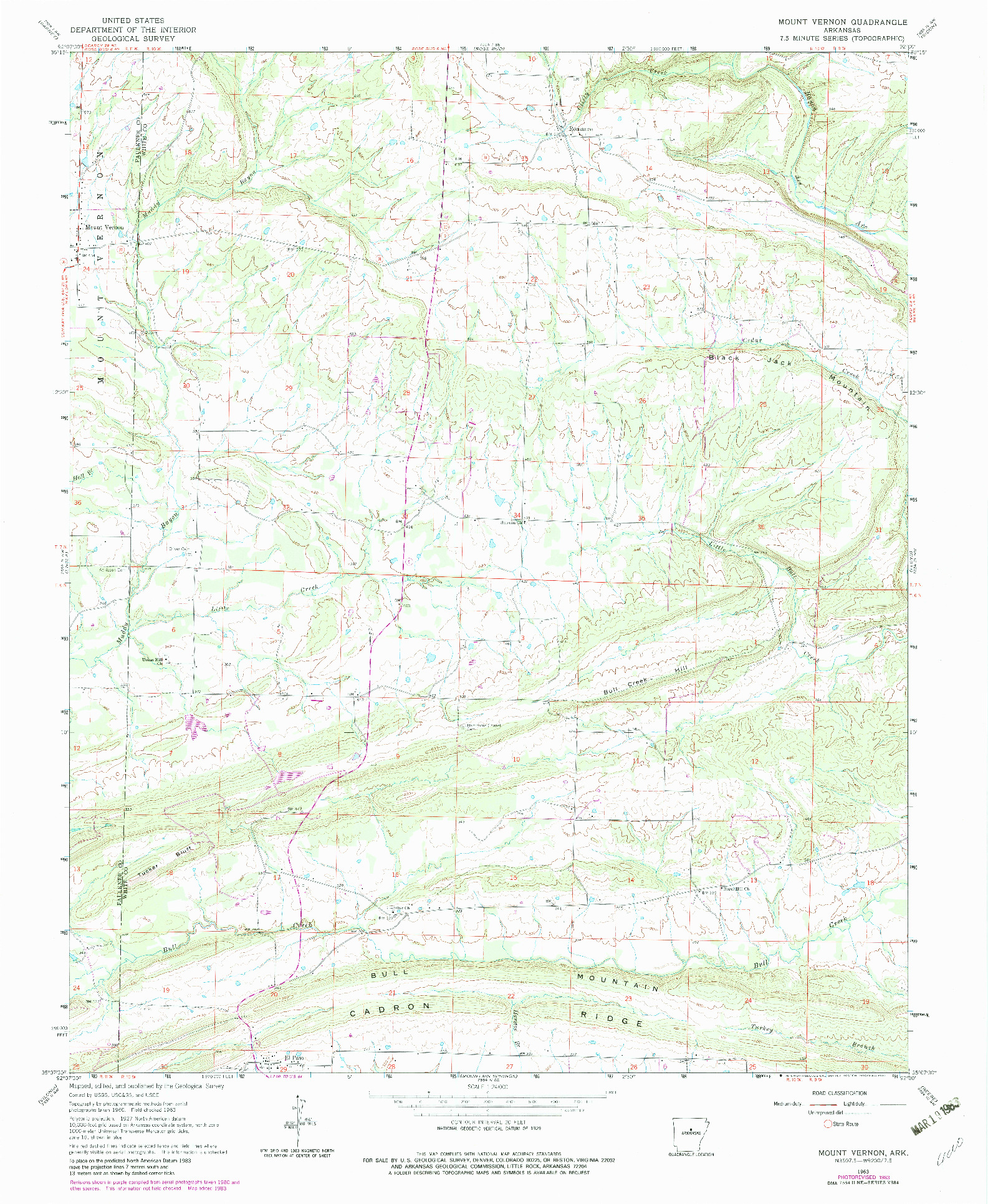 USGS 1:24000-SCALE QUADRANGLE FOR MOUNT VERNON, AR 1963
