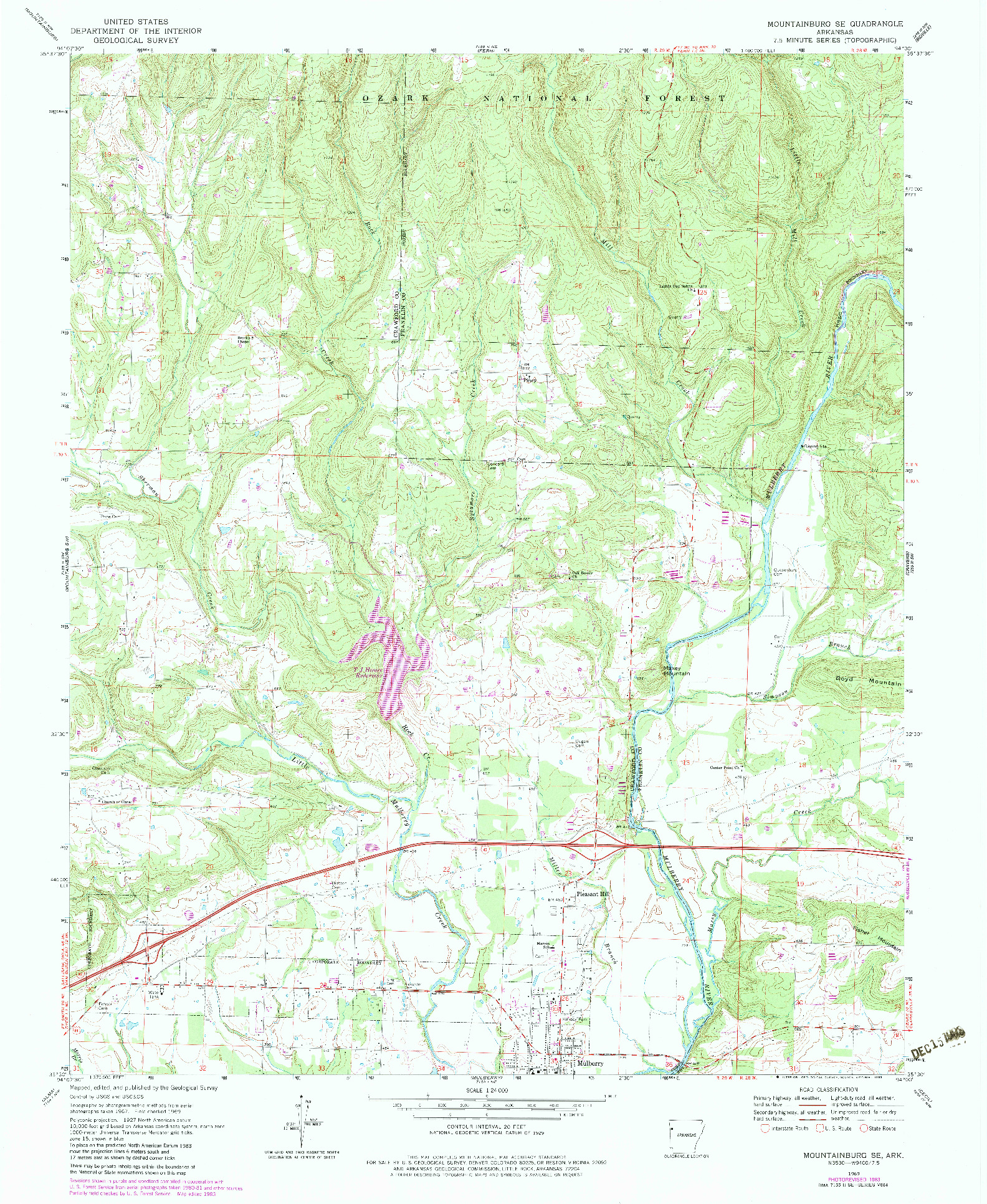 USGS 1:24000-SCALE QUADRANGLE FOR MOUNTAINBURG SE, AR 1969