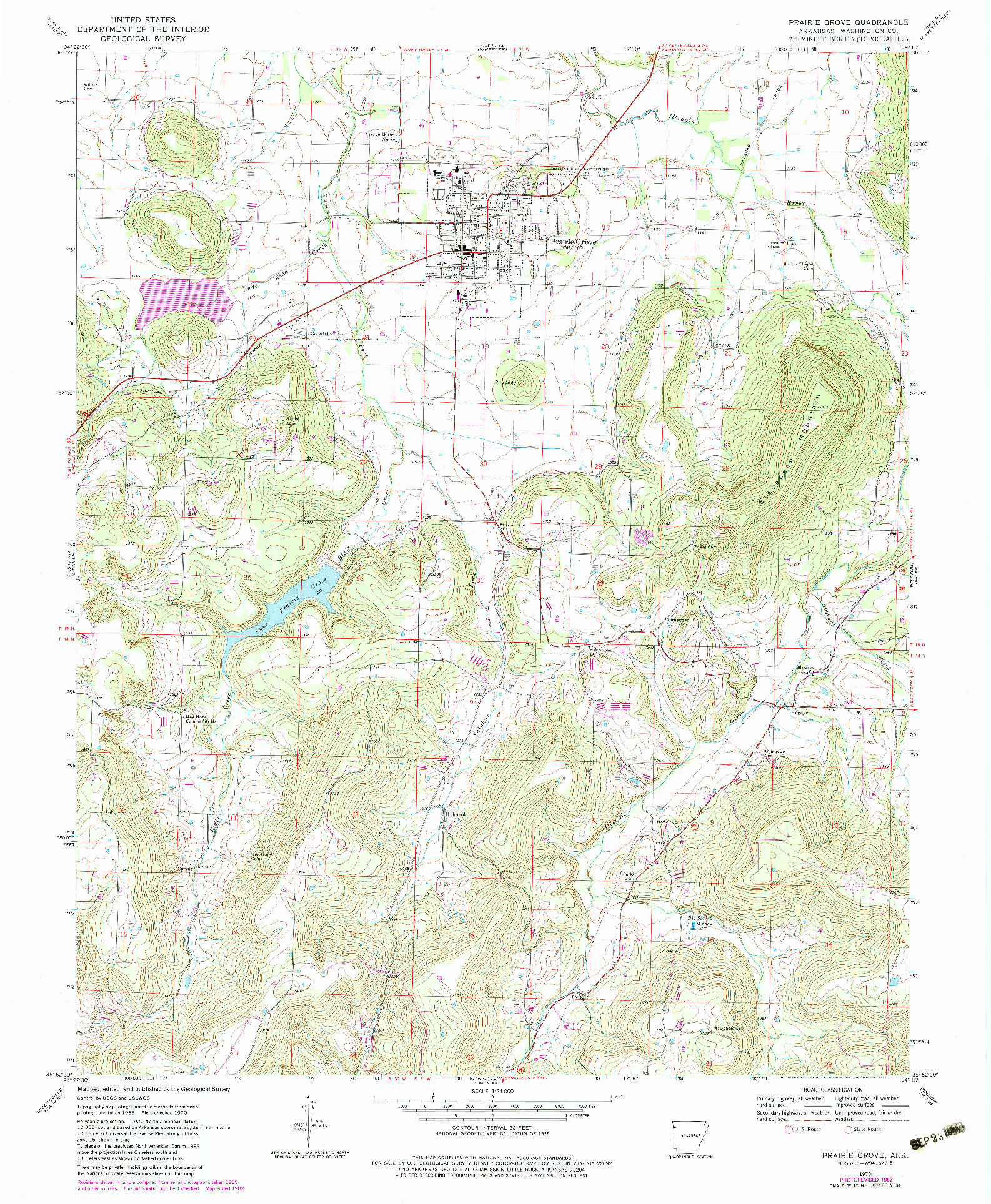 USGS 1:24000-SCALE QUADRANGLE FOR PRAIRIE GROVE, AR 1970