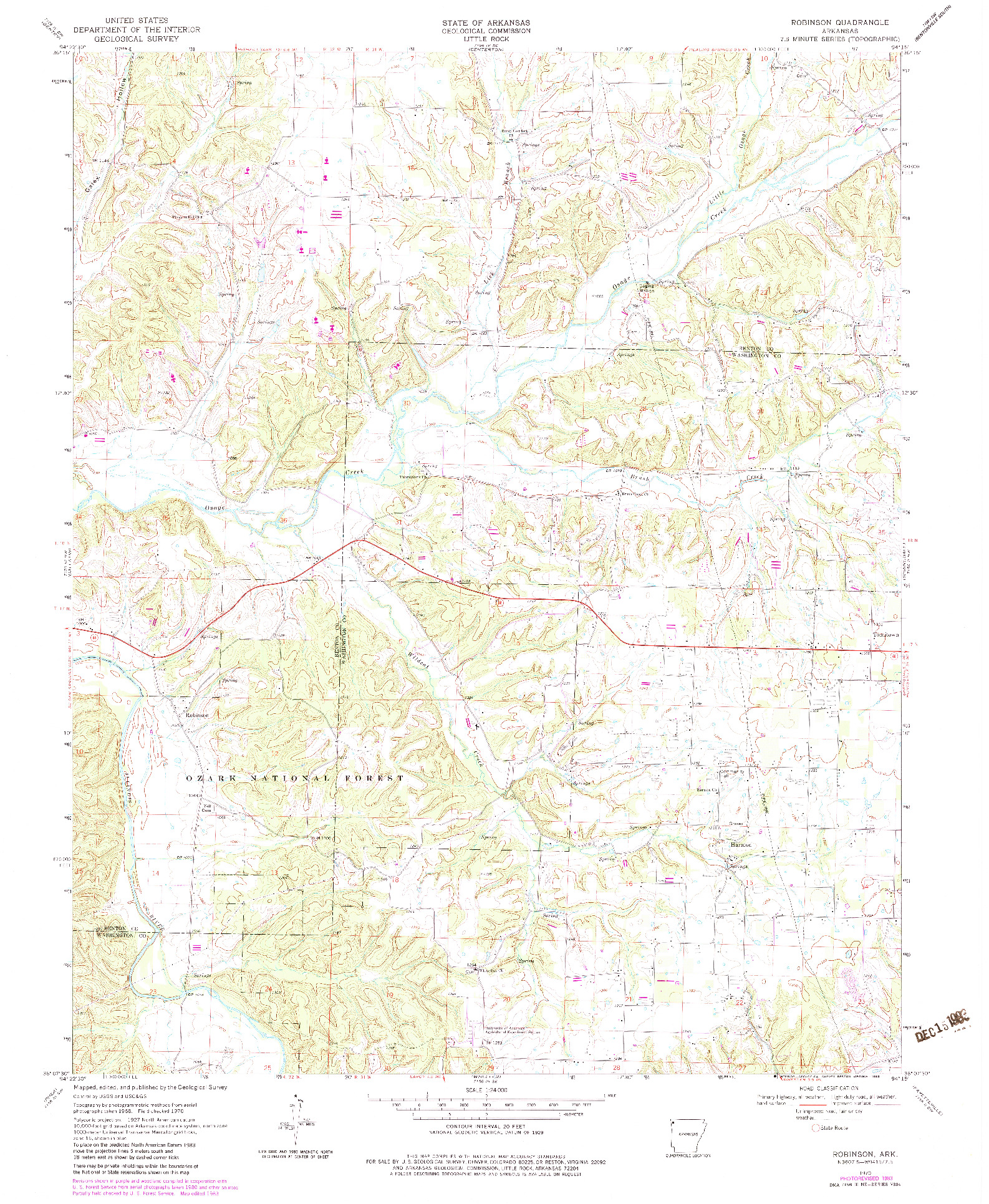 USGS 1:24000-SCALE QUADRANGLE FOR ROBINSON, AR 1970