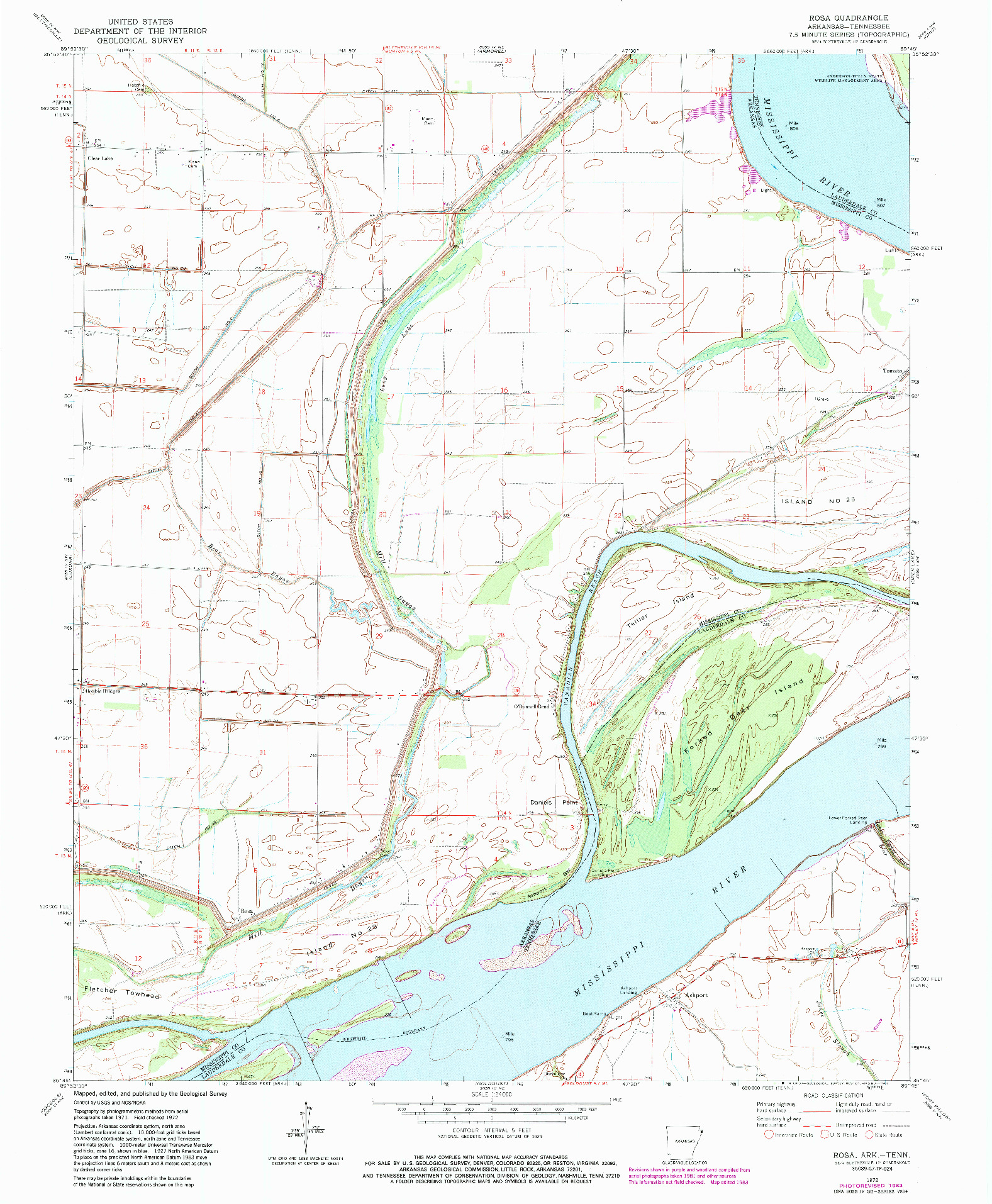 USGS 1:24000-SCALE QUADRANGLE FOR ROSA, AR 1972