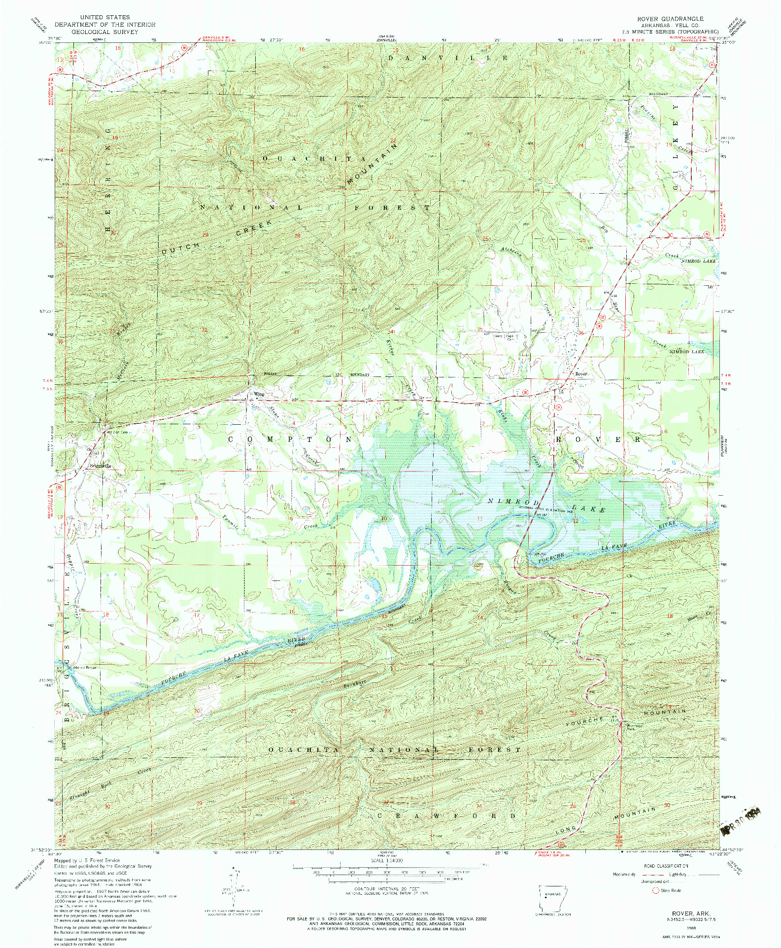 USGS 1:24000-SCALE QUADRANGLE FOR ROVER, AR 1968