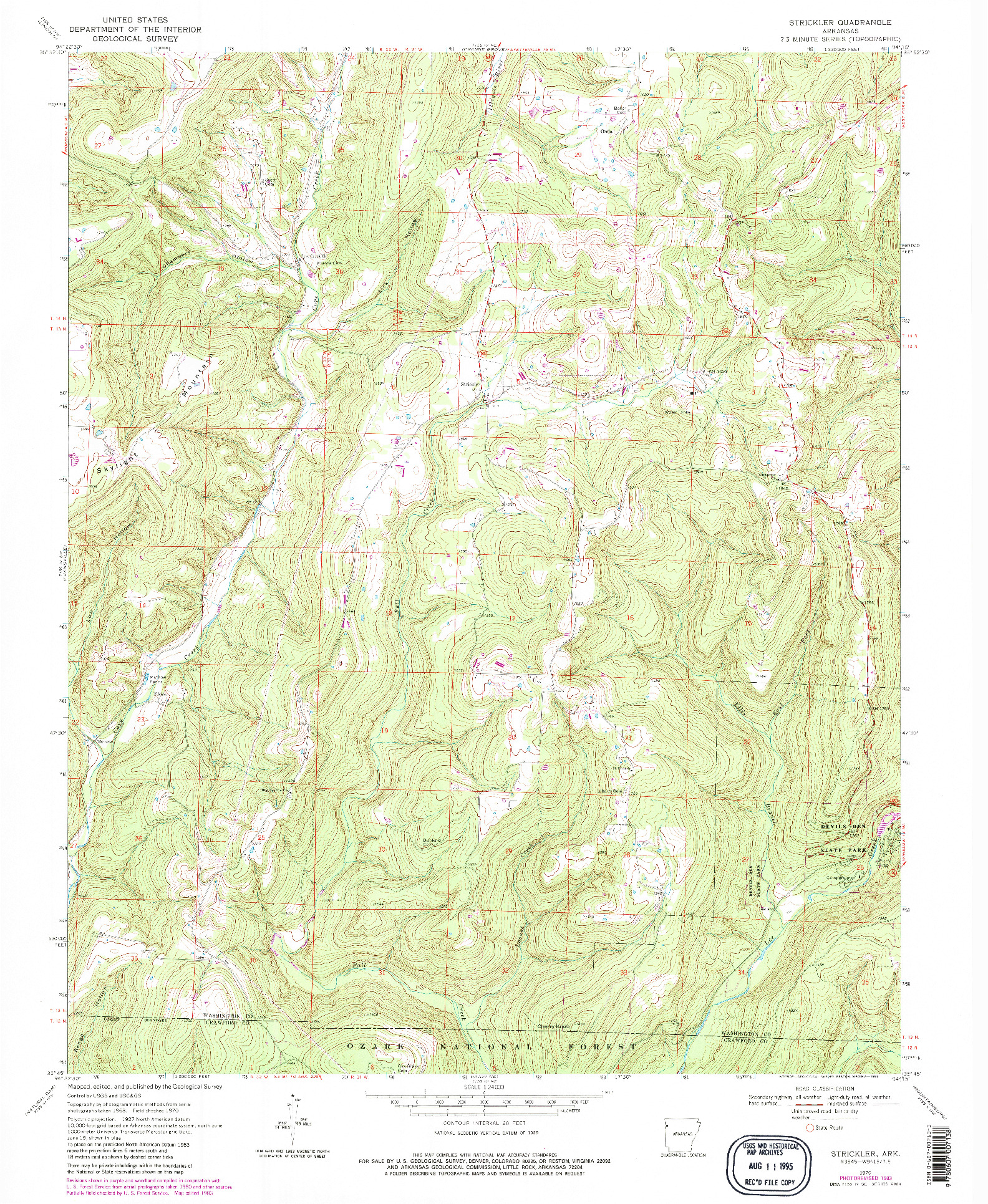 USGS 1:24000-SCALE QUADRANGLE FOR STRICKLER, AR 1970