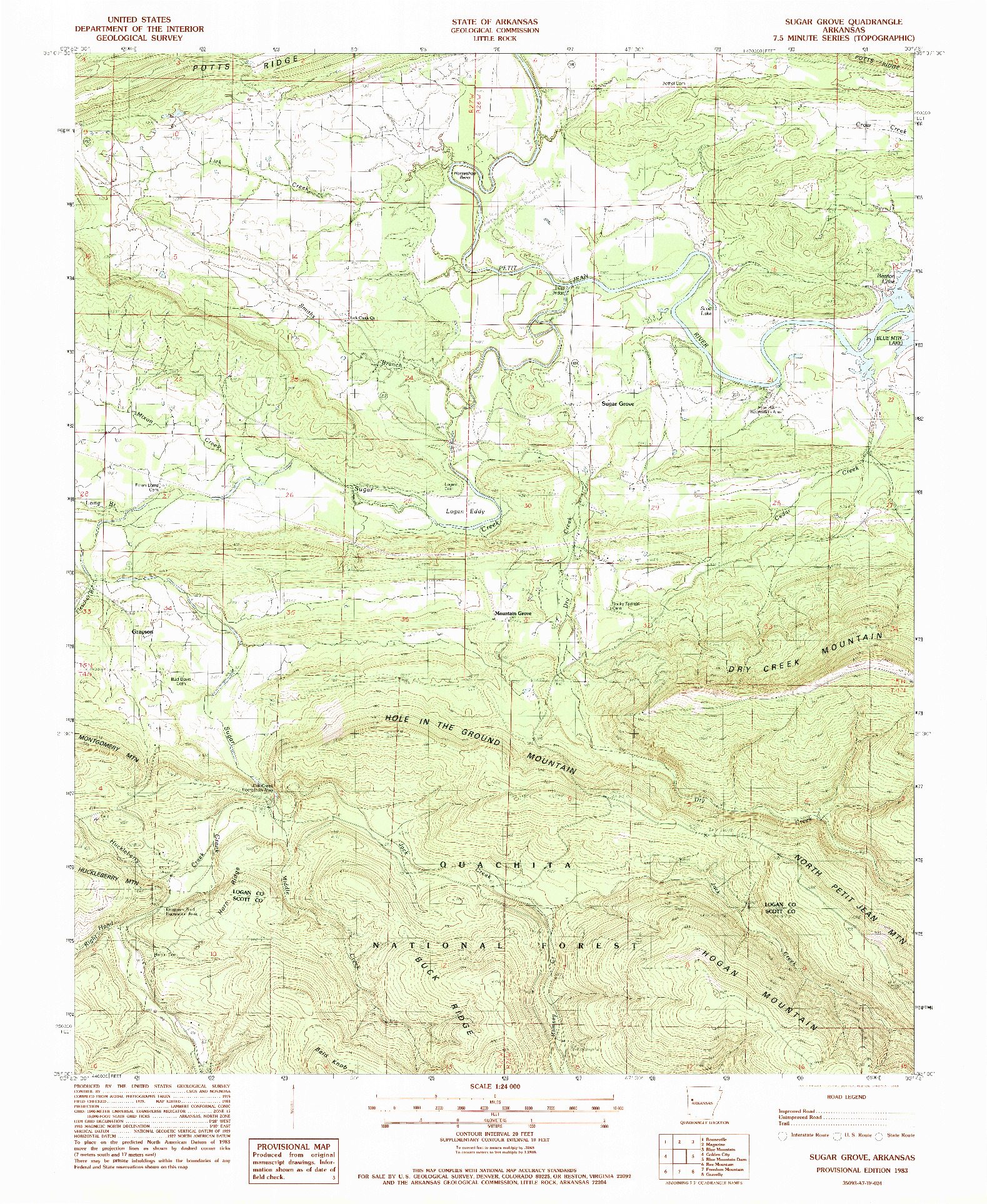 USGS 1:24000-SCALE QUADRANGLE FOR SUGAR GROVE, AR 1983