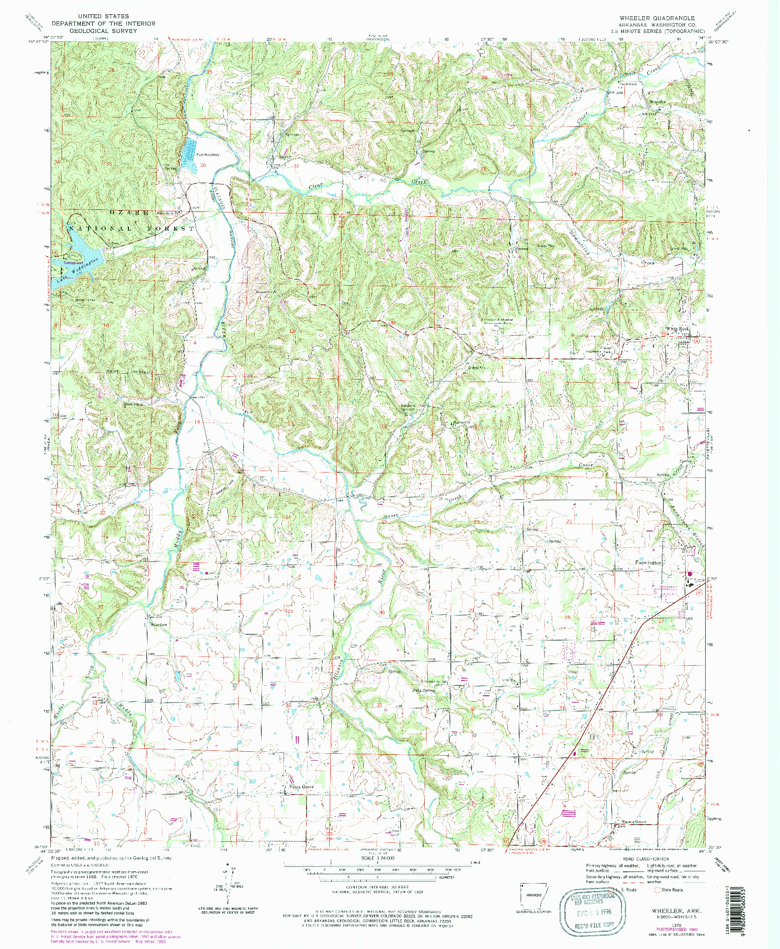 USGS 1:24000-SCALE QUADRANGLE FOR WHEELER, AR 1970