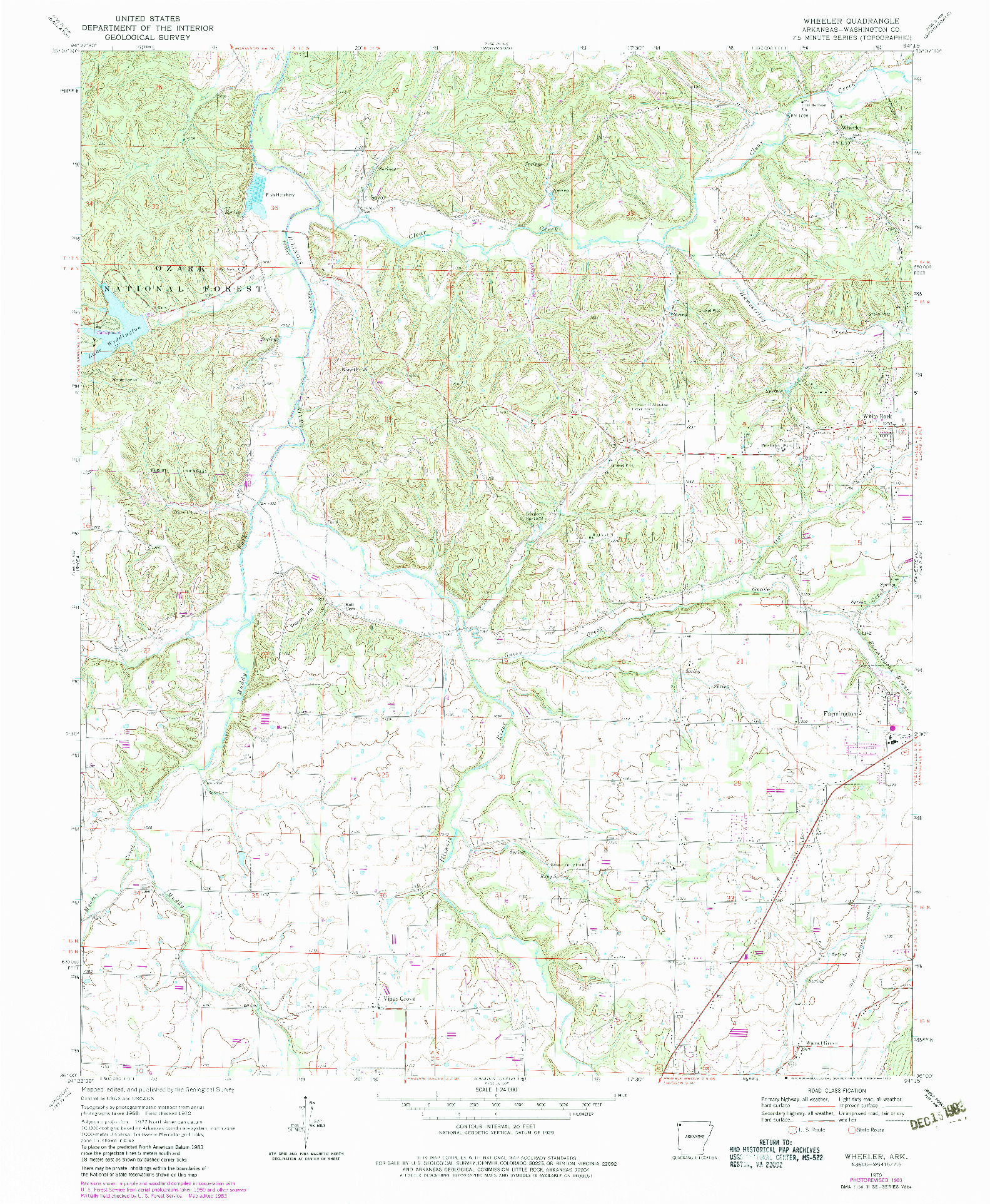 USGS 1:24000-SCALE QUADRANGLE FOR WHEELER, AR 1970