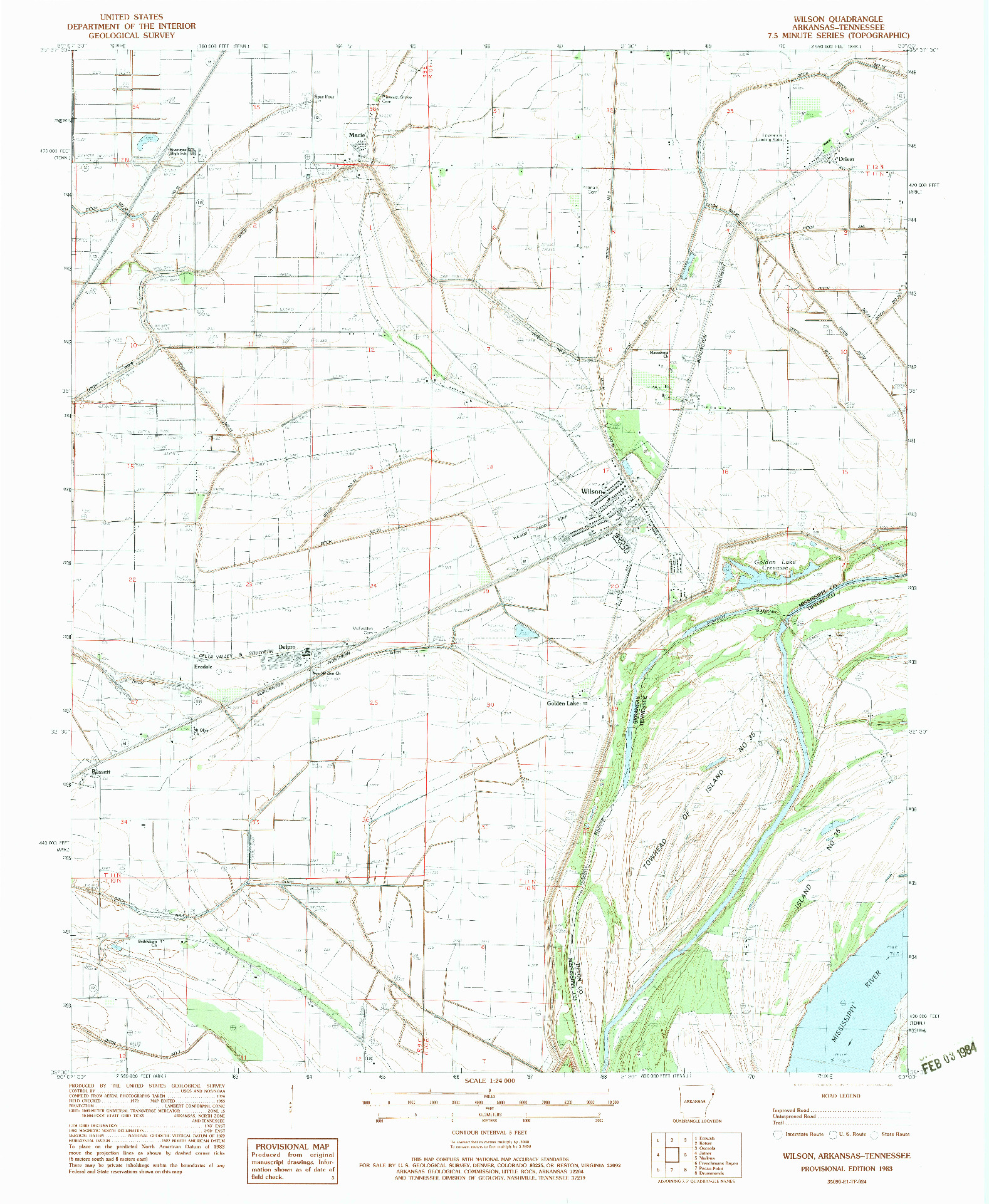 USGS 1:24000-SCALE QUADRANGLE FOR WILSON, AR 1983