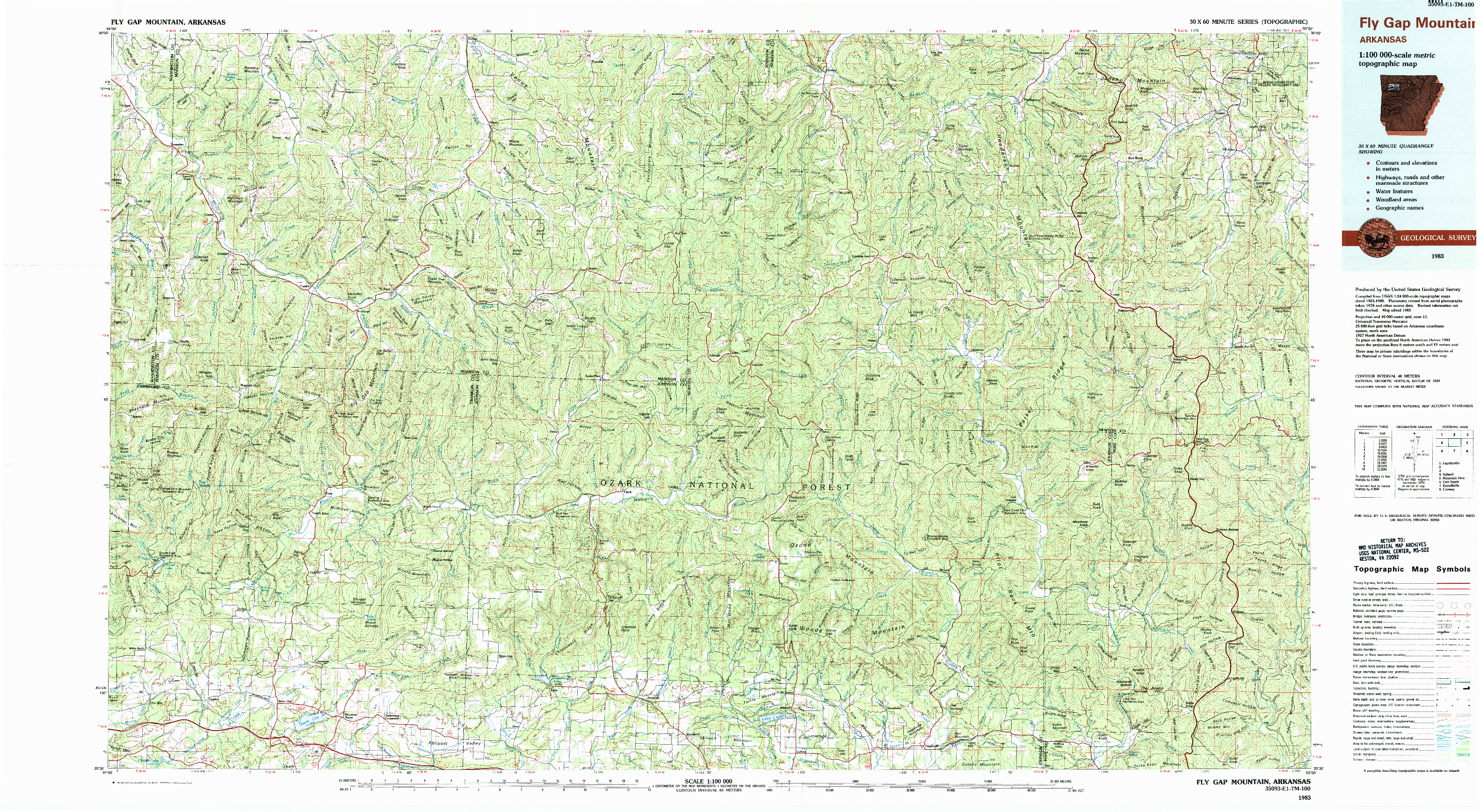 USGS 1:100000-SCALE QUADRANGLE FOR FLY GAP MOUNTAIN, AR 1983