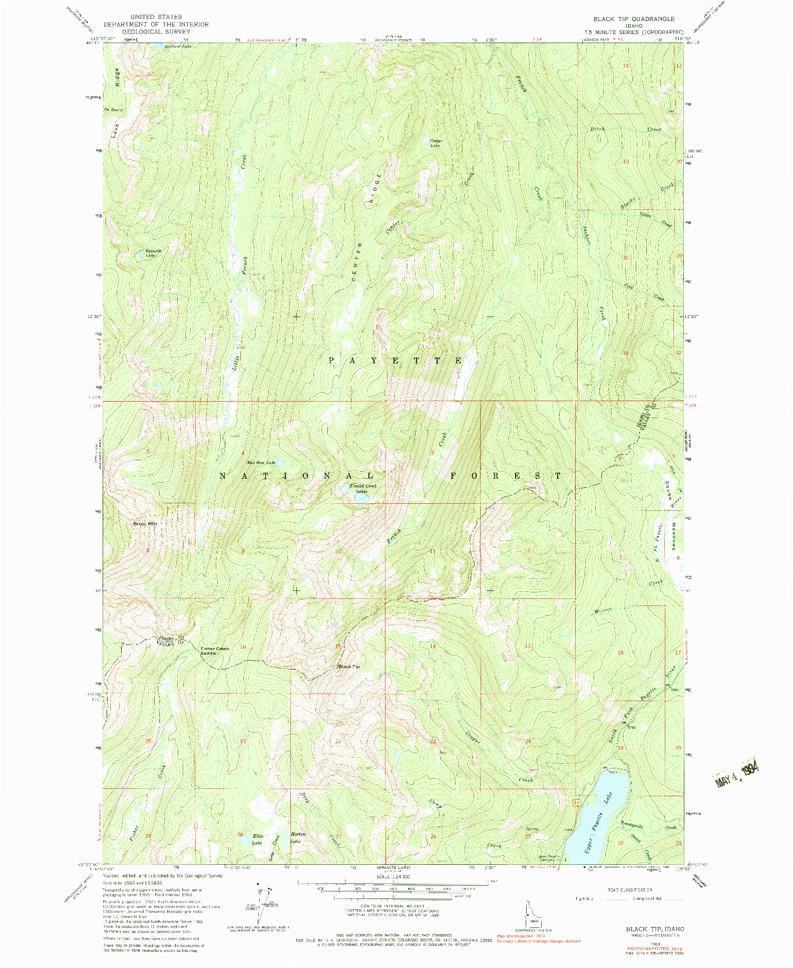 USGS 1:24000-SCALE QUADRANGLE FOR BLACK TIP, ID 1963