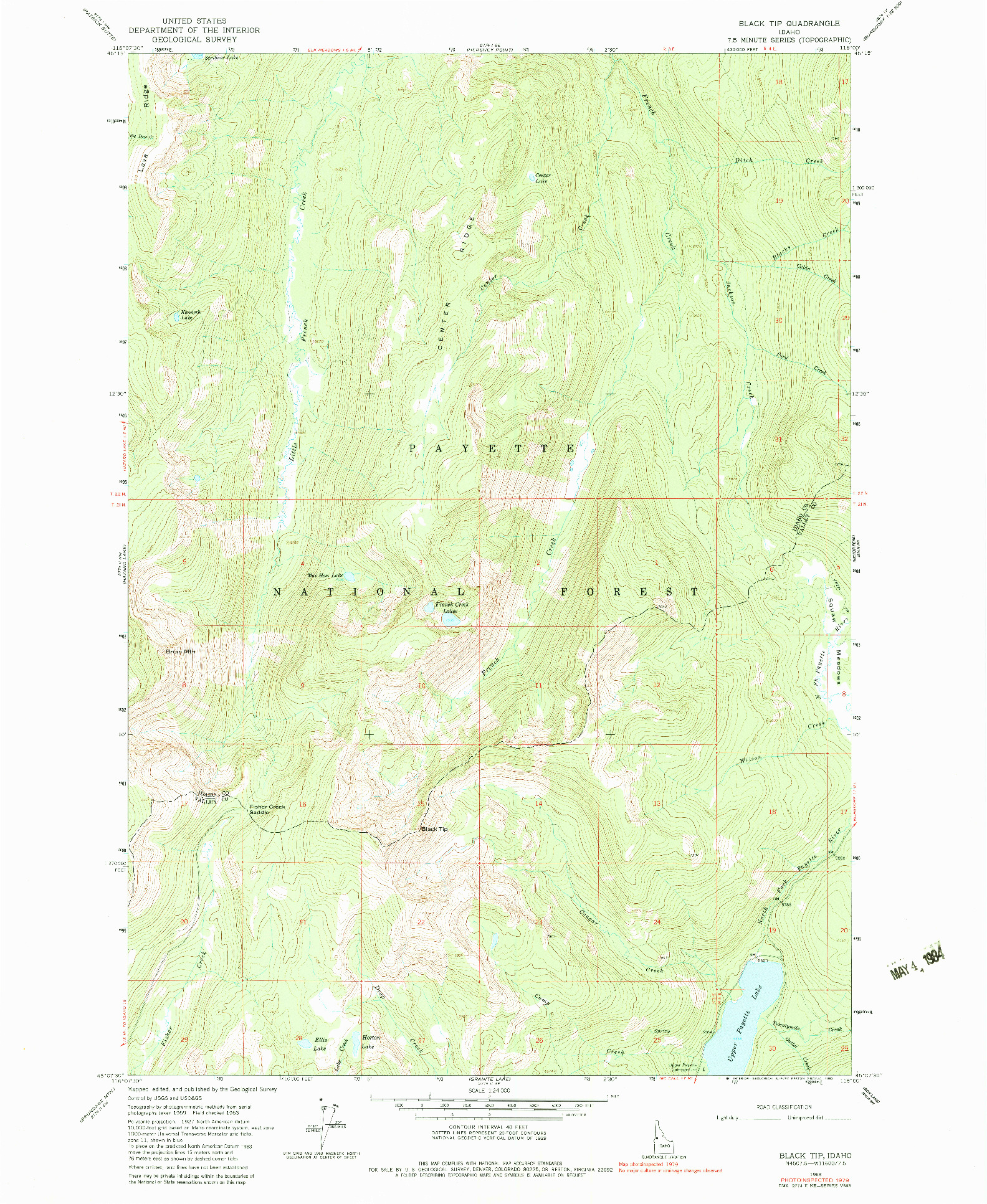 USGS 1:24000-SCALE QUADRANGLE FOR BLACK TIP, ID 1963