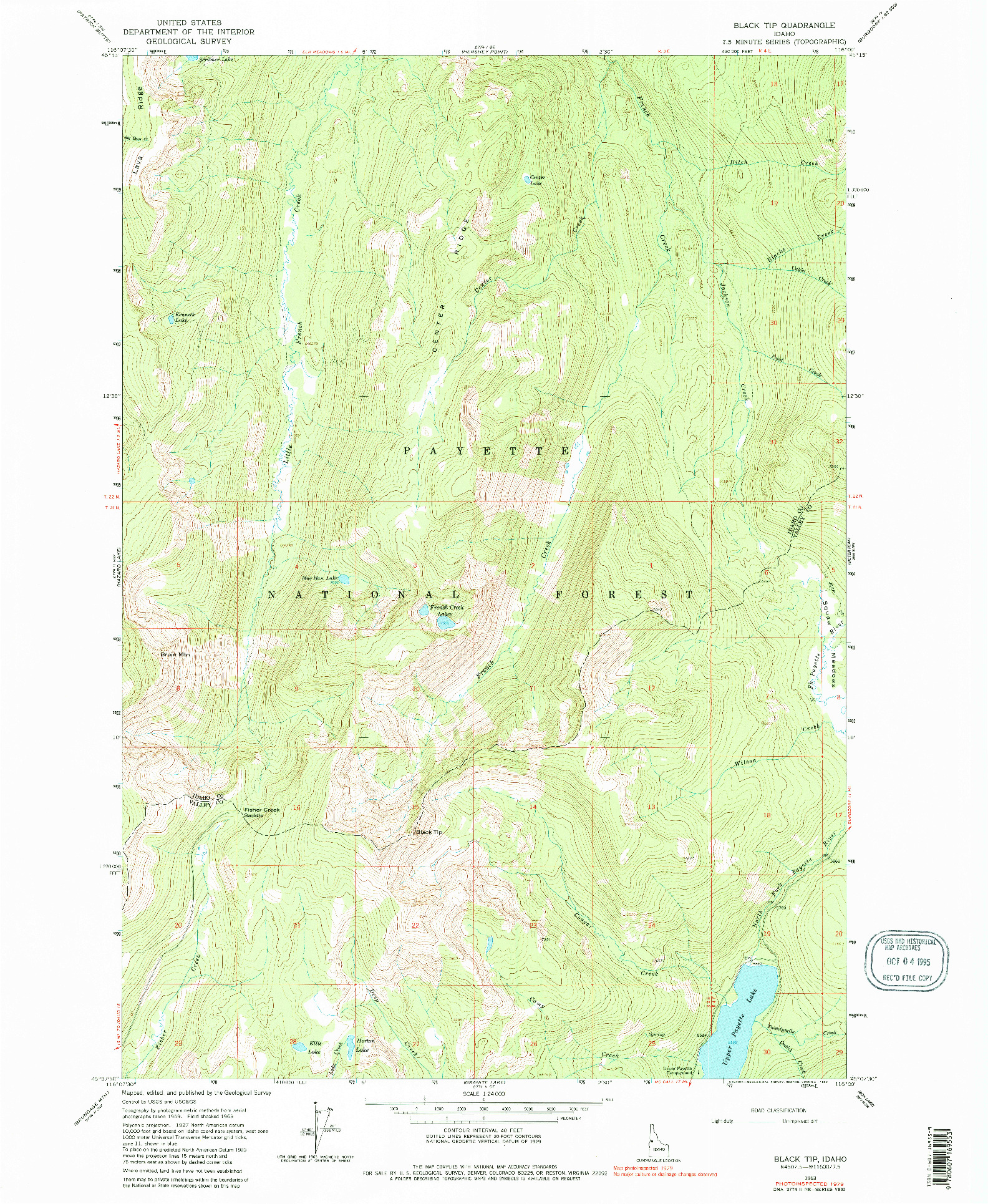 USGS 1:24000-SCALE QUADRANGLE FOR BLACK TIP, ID 1963