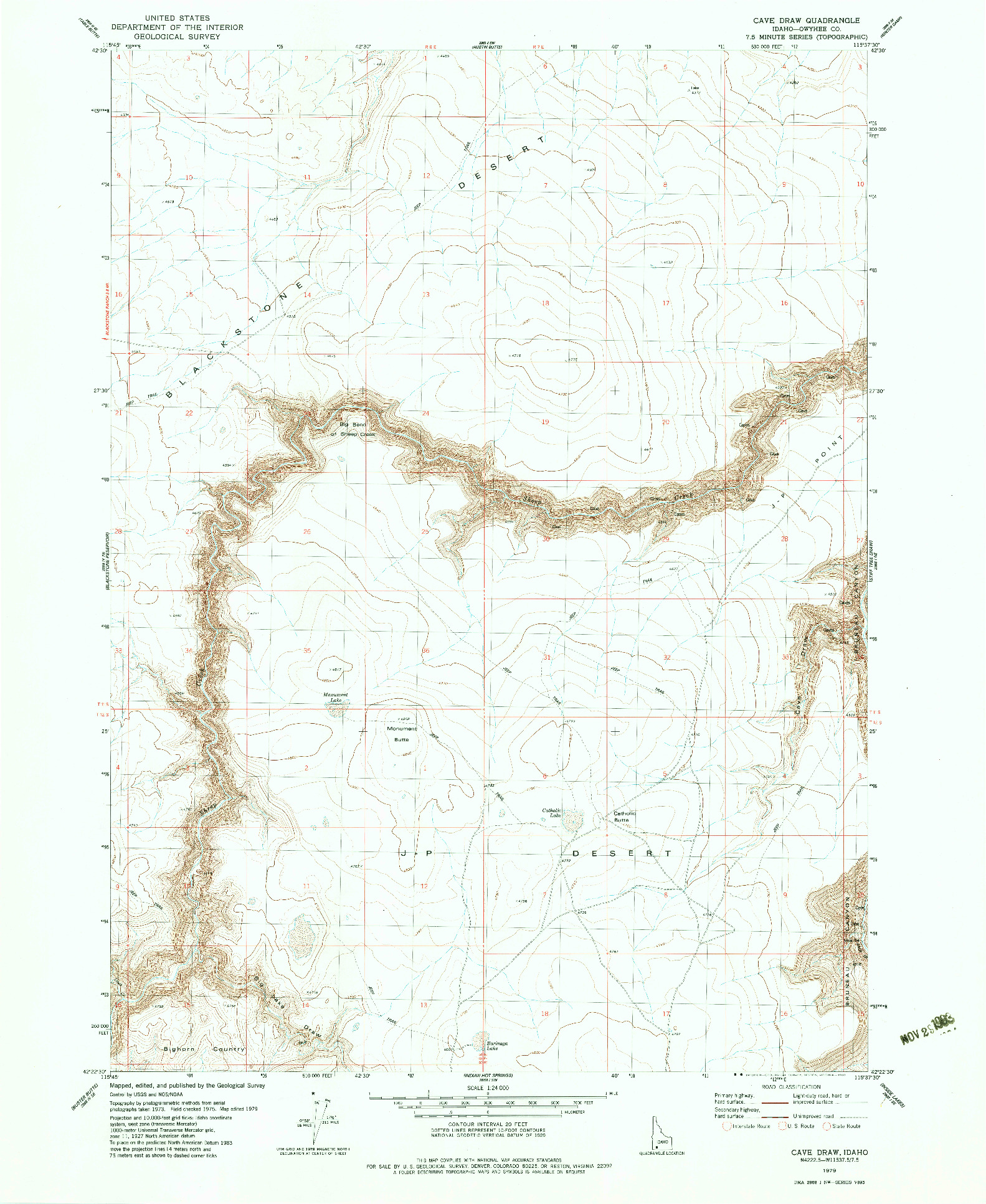 USGS 1:24000-SCALE QUADRANGLE FOR CAVE DRAW, ID 1979