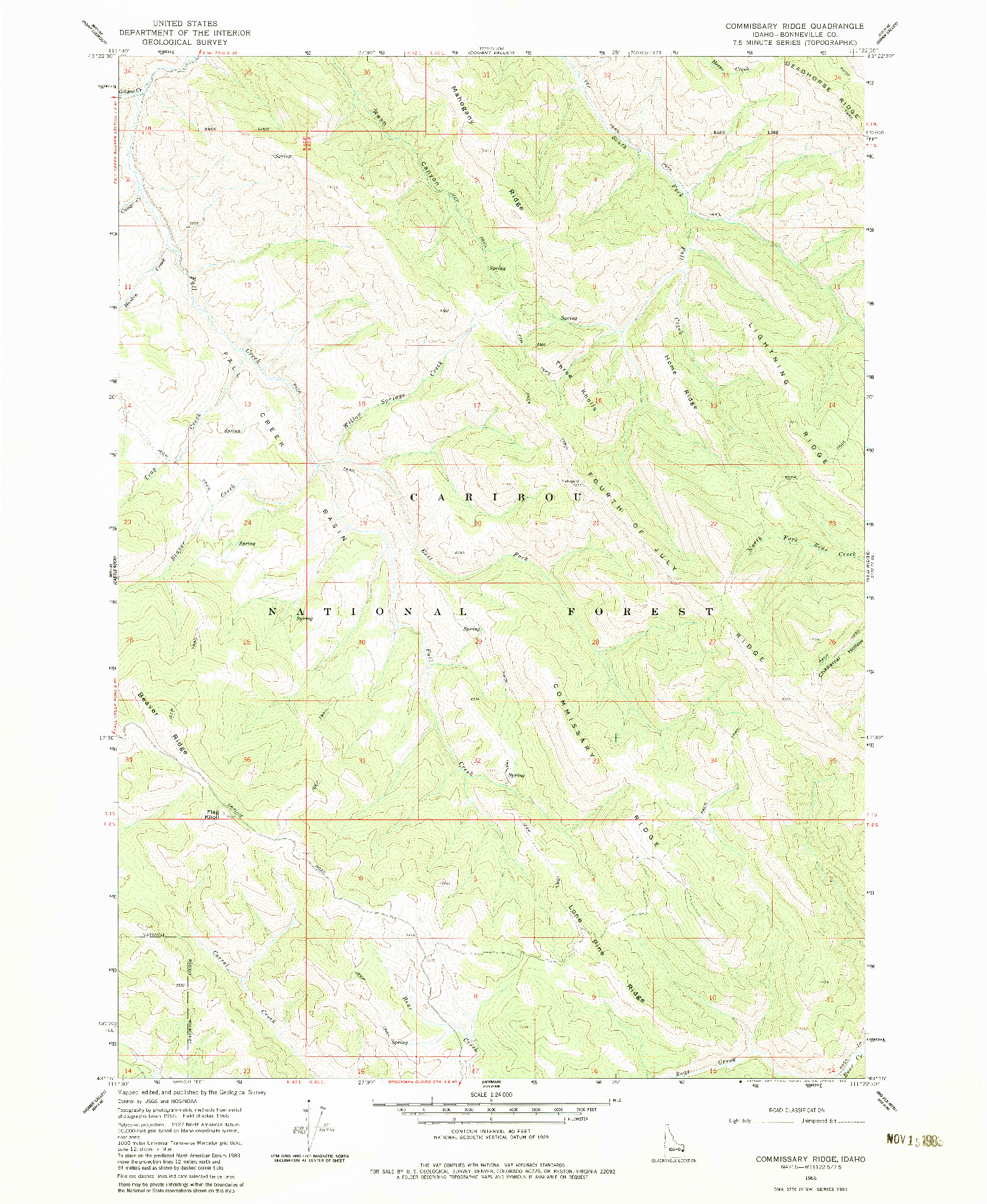 USGS 1:24000-SCALE QUADRANGLE FOR COMMISSARY RIDGE, ID 1966