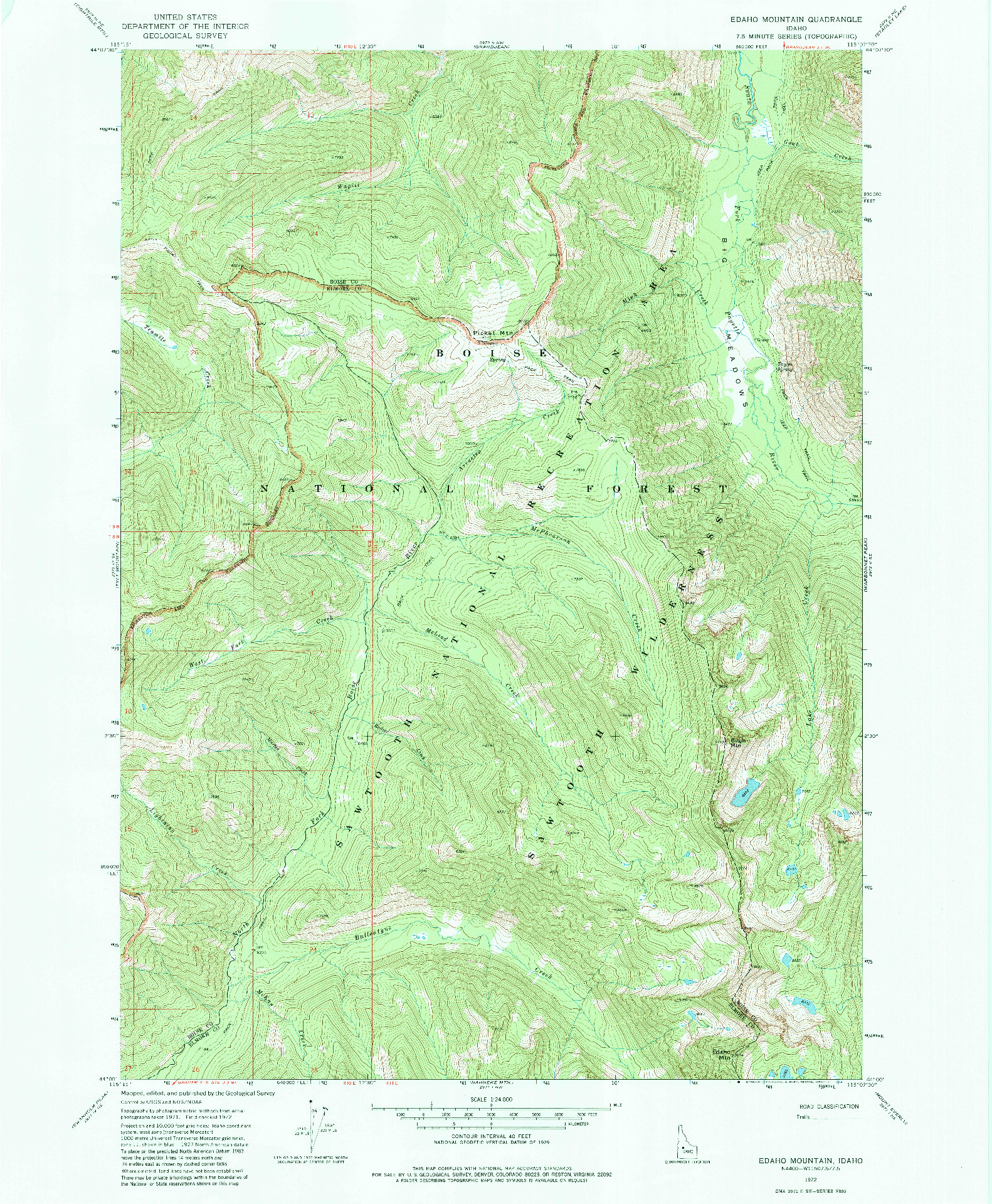 USGS 1:24000-SCALE QUADRANGLE FOR EDAHO MOUNTAIN, ID 1972