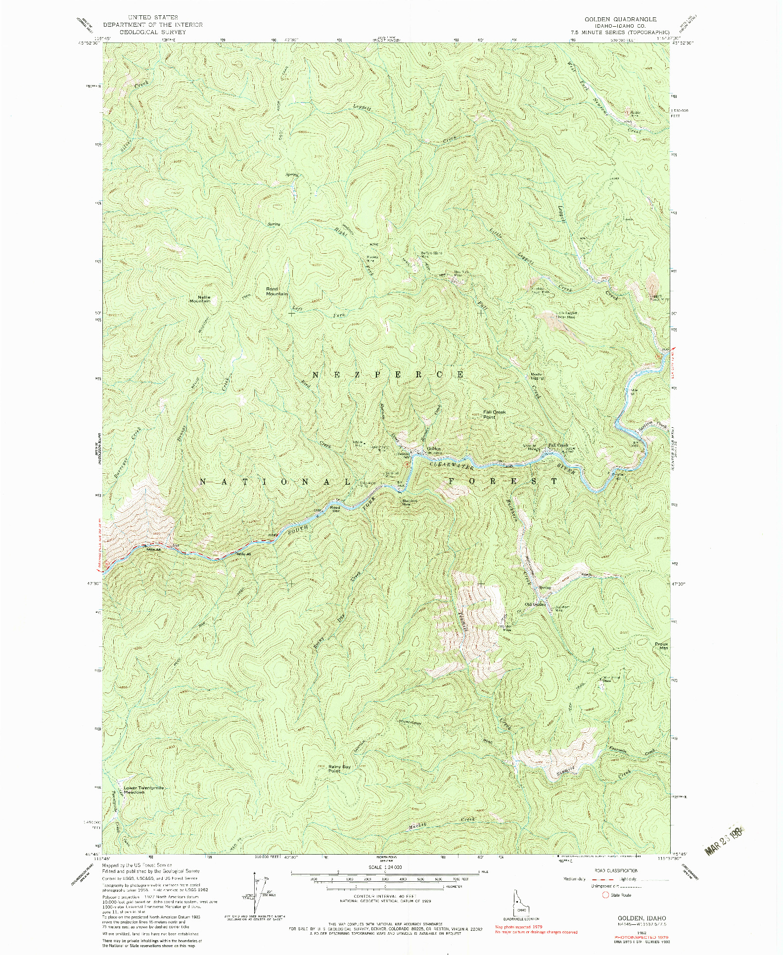 USGS 1:24000-SCALE QUADRANGLE FOR GOLDEN, ID 1962