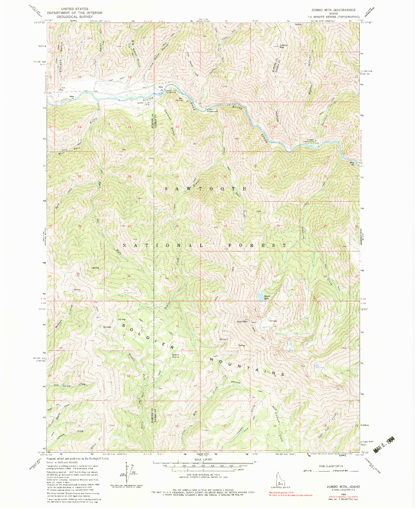 USGS 1:24000-SCALE QUADRANGLE FOR JUMBO MTN, ID 1964