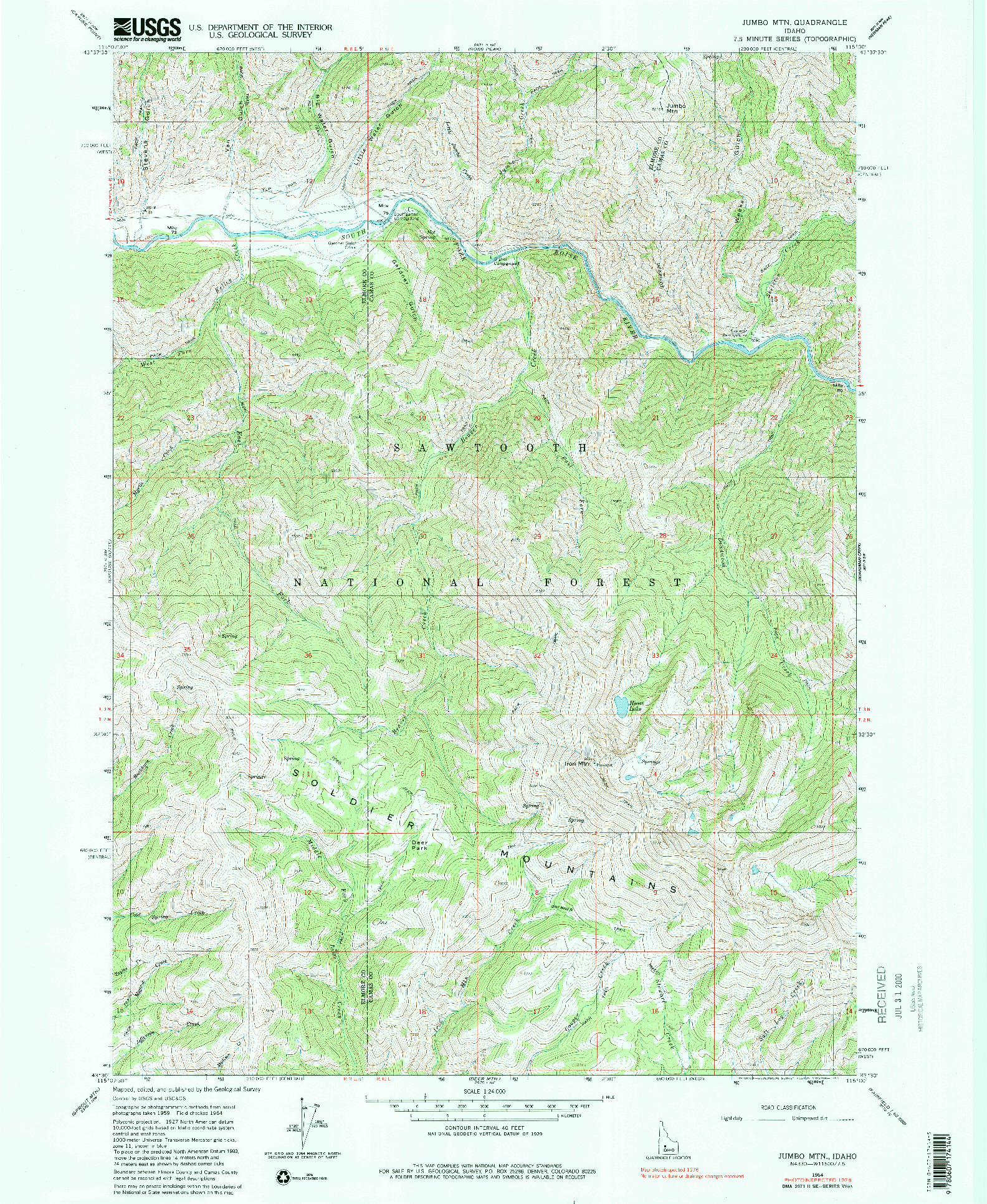 USGS 1:24000-SCALE QUADRANGLE FOR JUMBO MTN, ID 1964