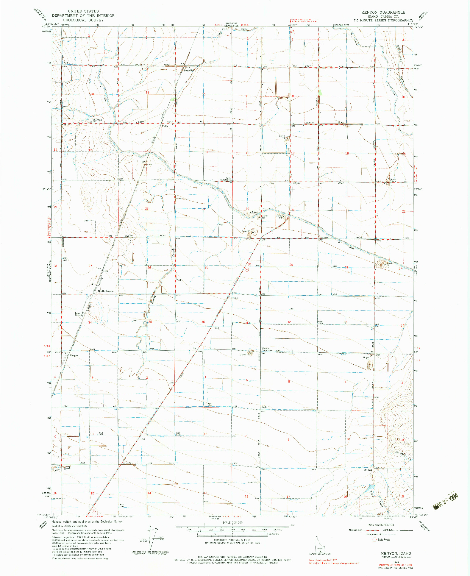 USGS 1:24000-SCALE QUADRANGLE FOR KENYON, ID 1964