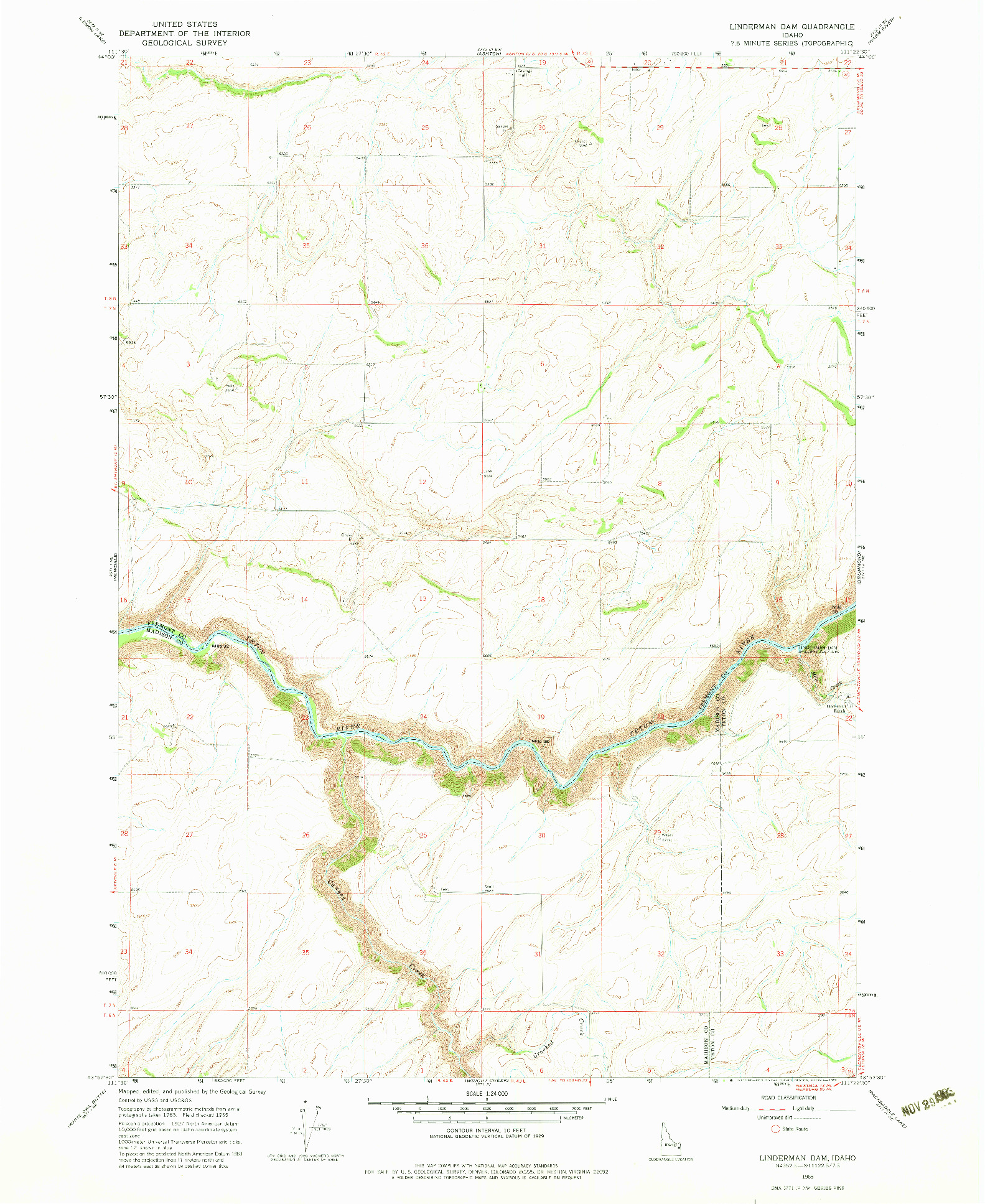 USGS 1:24000-SCALE QUADRANGLE FOR LINDERMAN DAM, ID 1965
