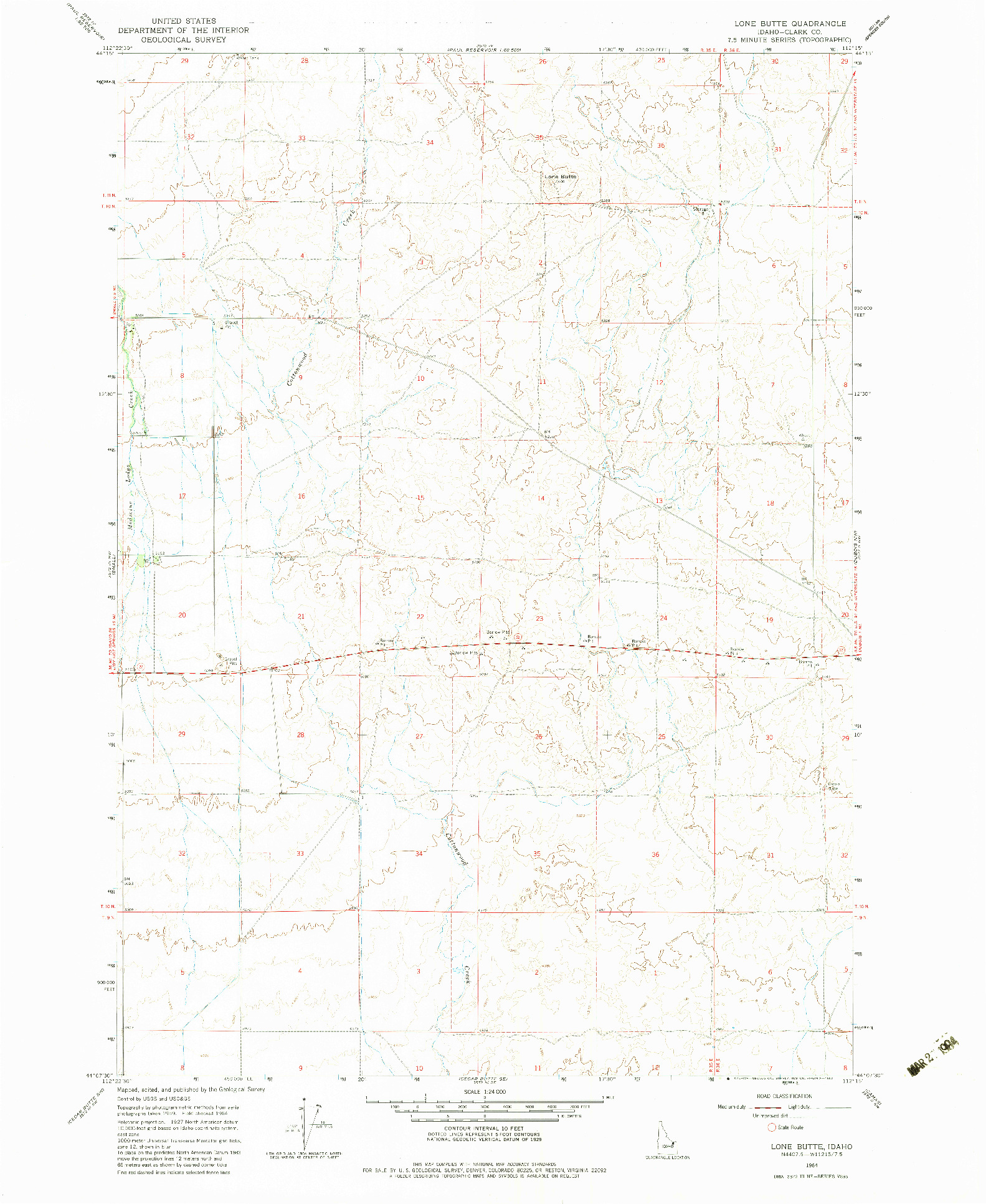 USGS 1:24000-SCALE QUADRANGLE FOR LONE BUTTE, ID 1964