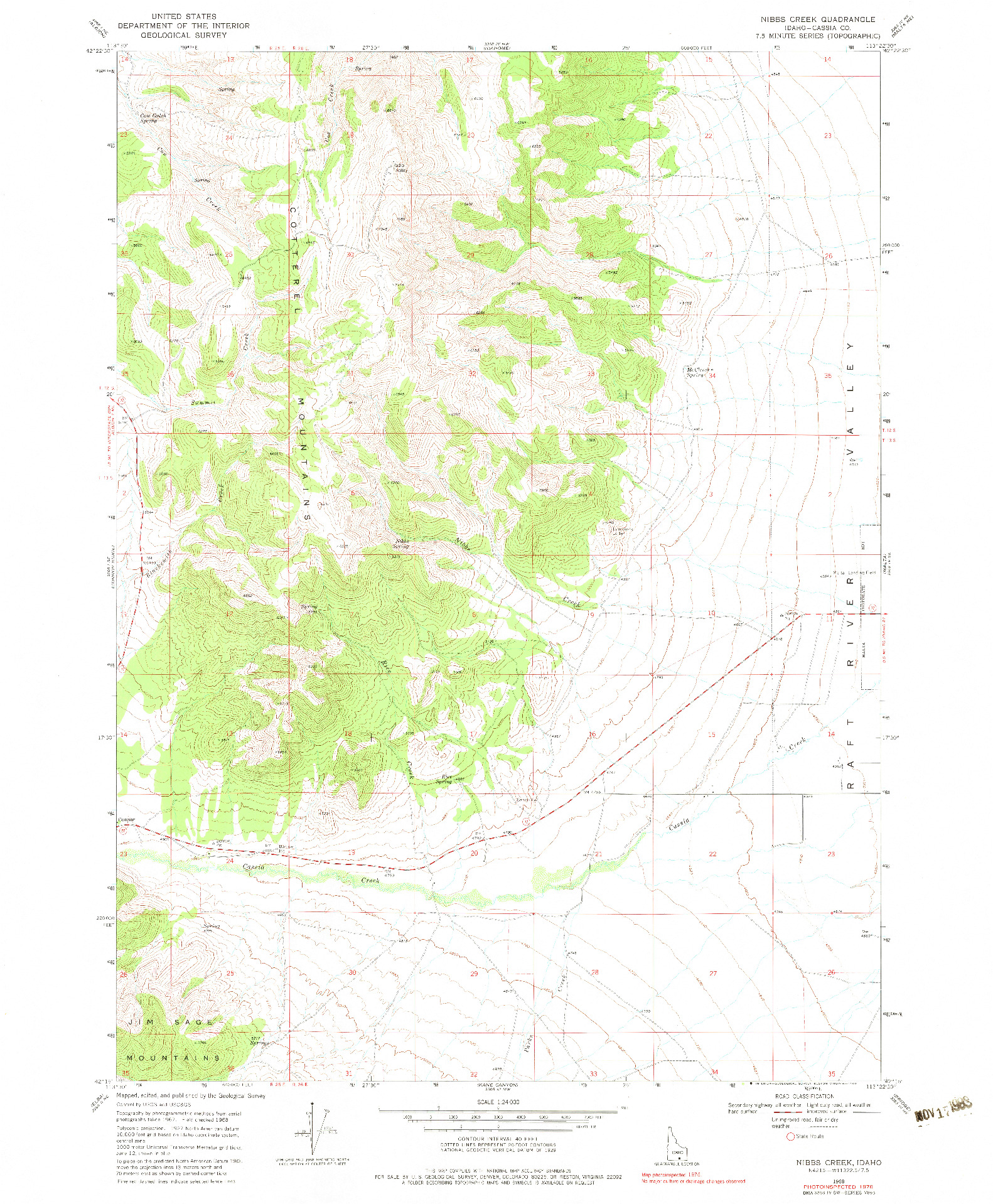 USGS 1:24000-SCALE QUADRANGLE FOR NIBBS CREEK, ID 1968