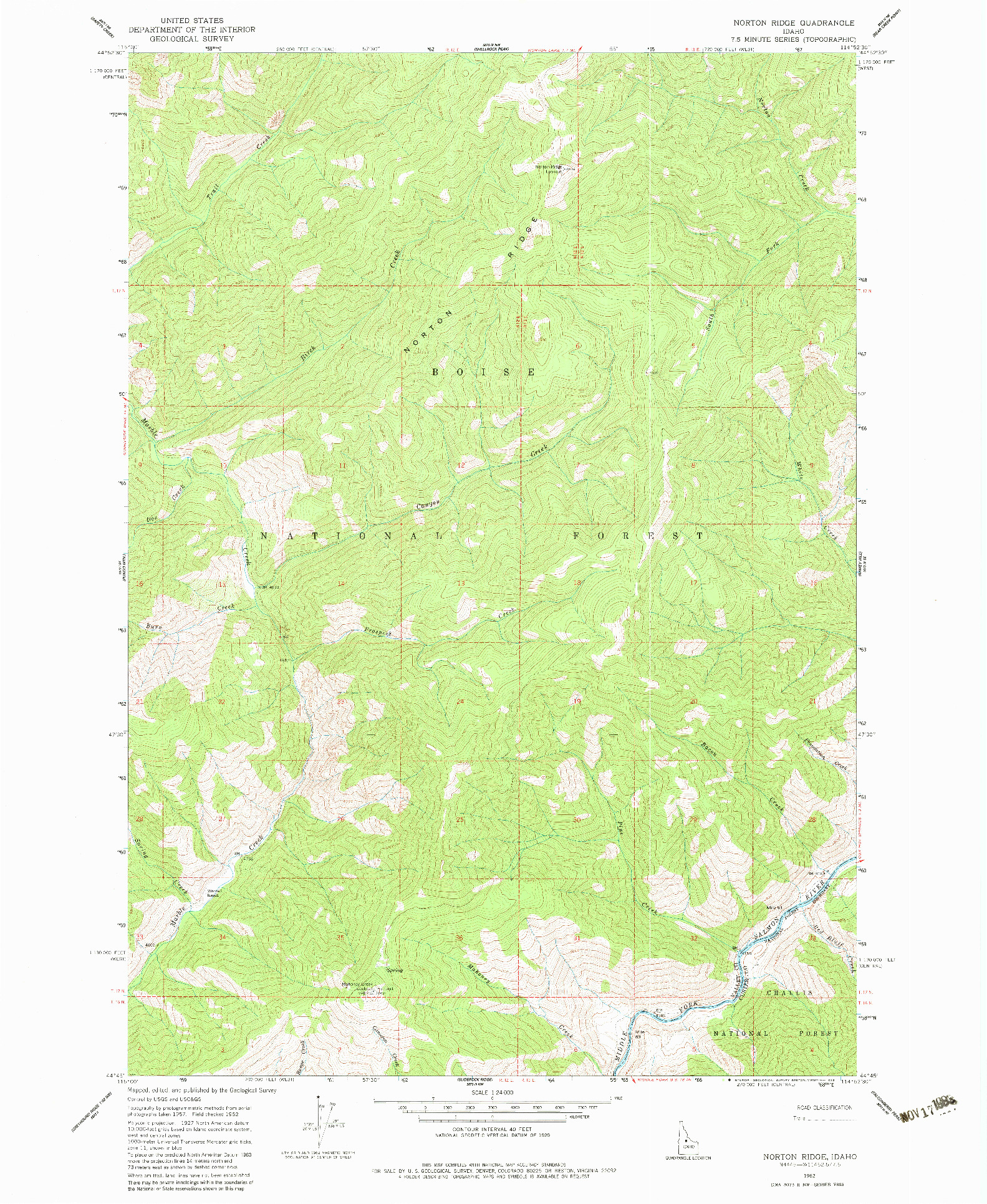 USGS 1:24000-SCALE QUADRANGLE FOR NORTON RIDGE, ID 1962