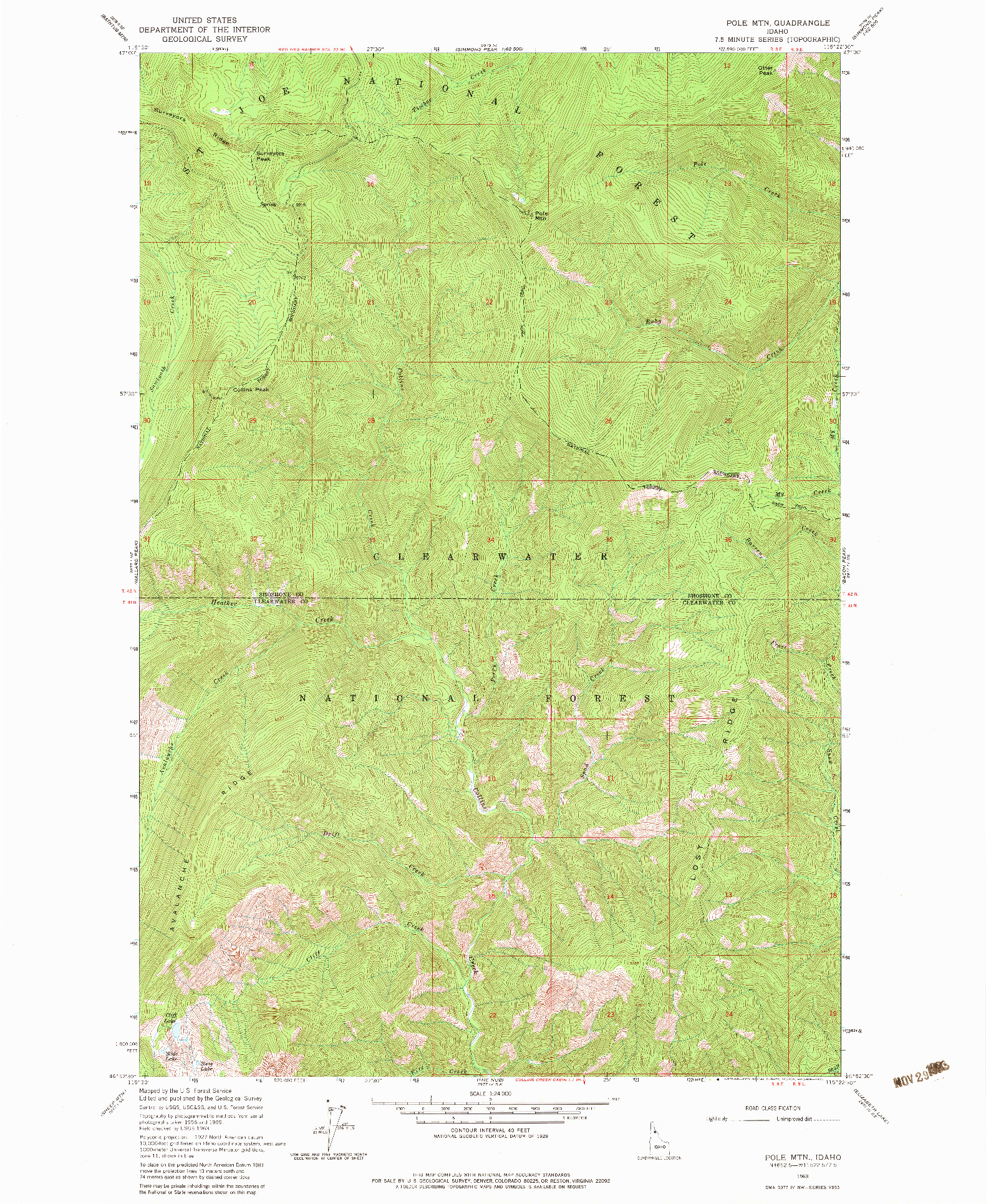 USGS 1:24000-SCALE QUADRANGLE FOR POLE MTN, ID 1963