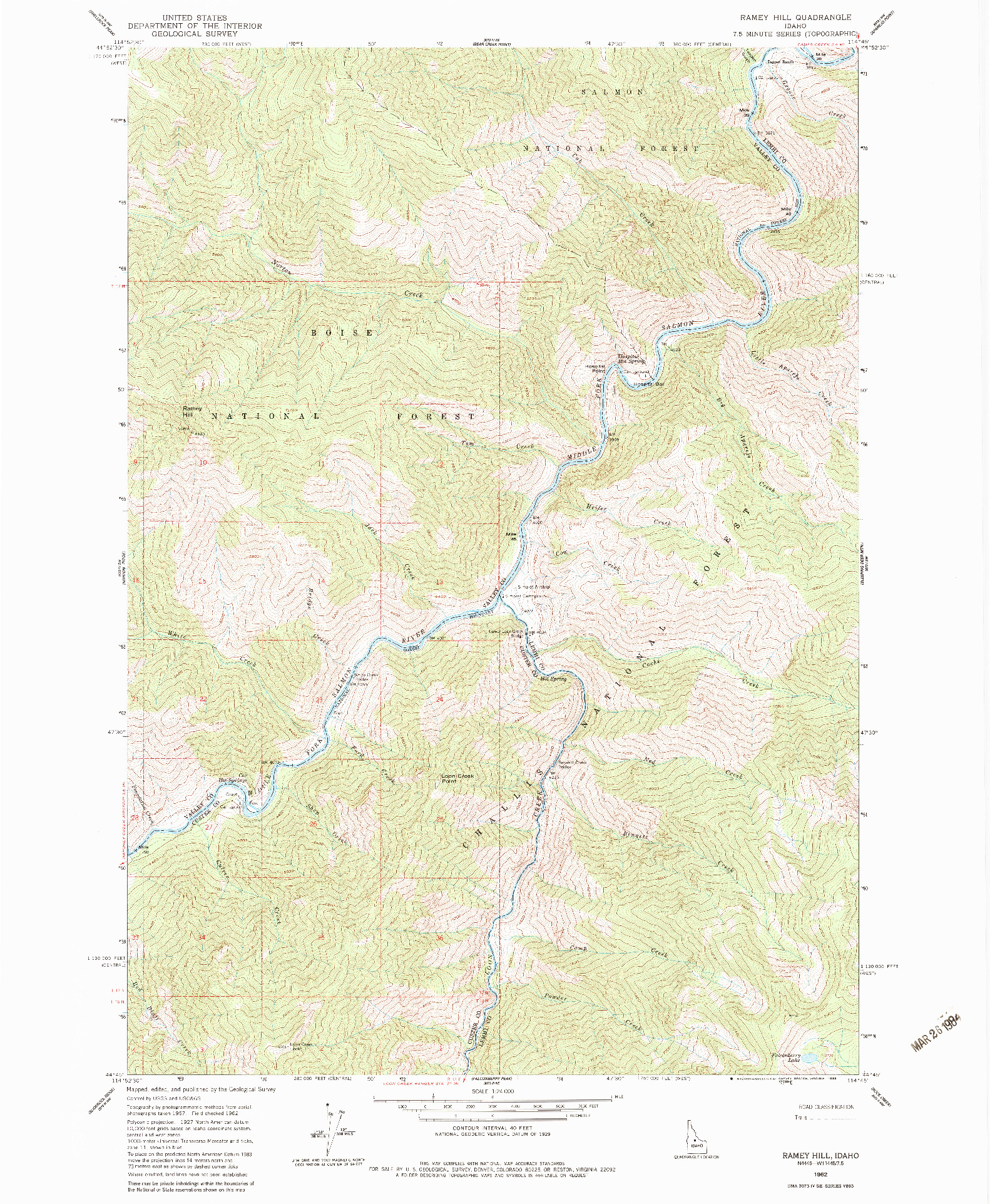 USGS 1:24000-SCALE QUADRANGLE FOR RAMEY HILL, ID 1962