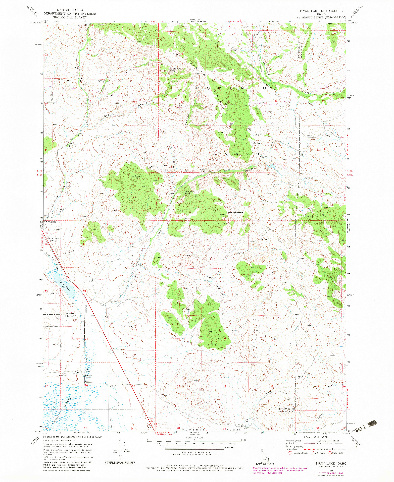 USGS 1:24000-SCALE QUADRANGLE FOR SWAN LAKE, ID 1969