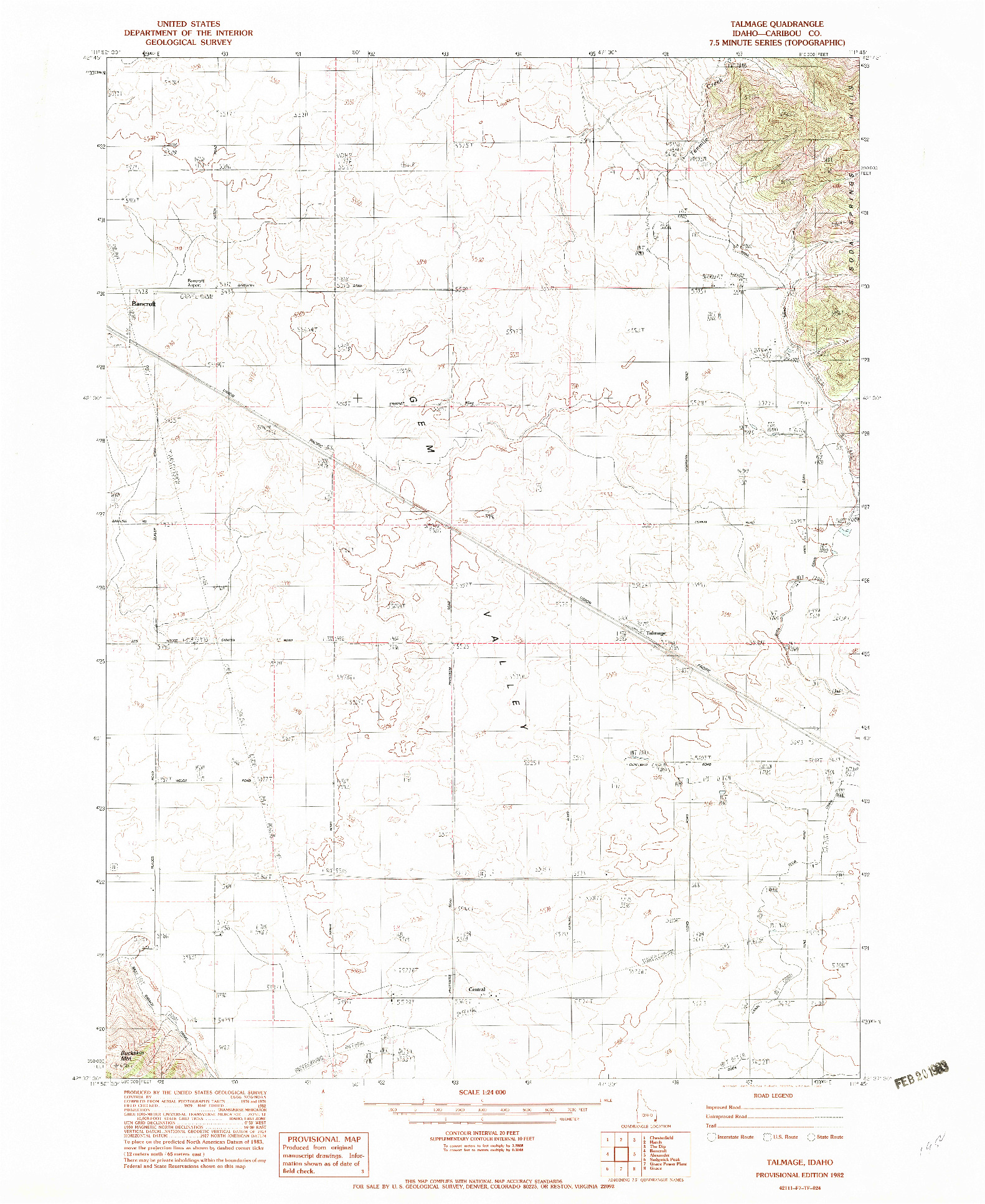 USGS 1:24000-SCALE QUADRANGLE FOR TALMAGE, ID 1982