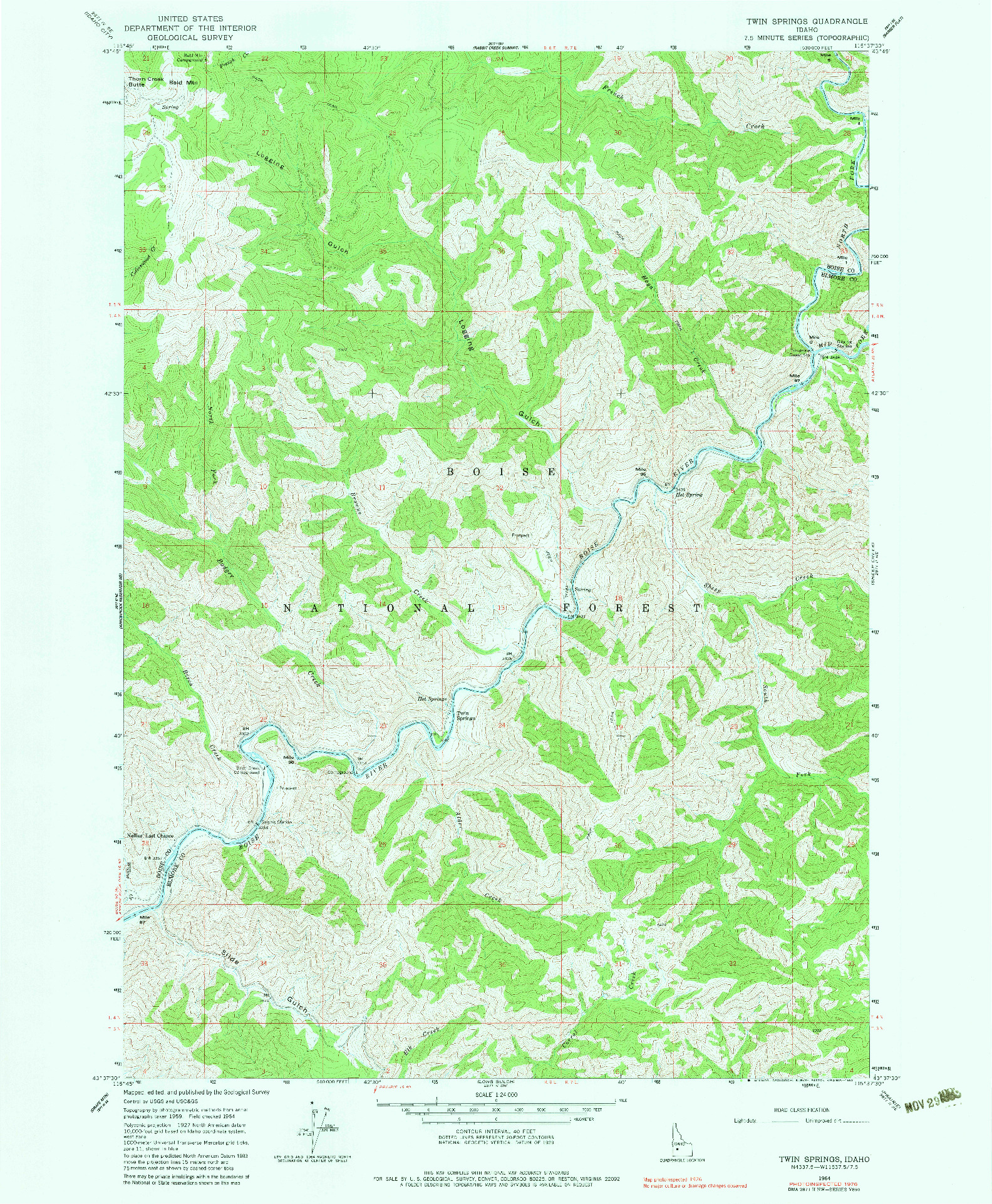 USGS 1:24000-SCALE QUADRANGLE FOR TWIN SPRINGS, ID 1964