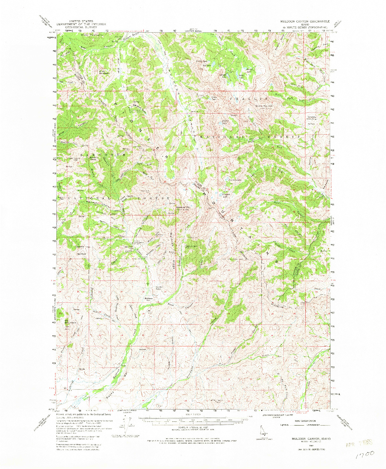 USGS 1:62500-SCALE QUADRANGLE FOR MULDOON CANYON, ID 1960