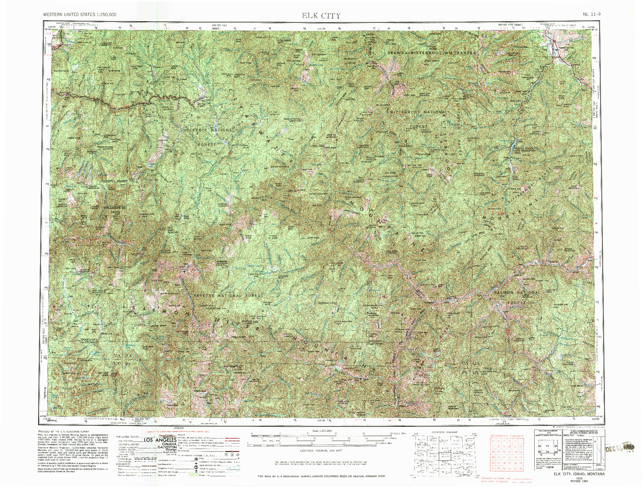 USGS 1:250000-SCALE QUADRANGLE FOR ELK CITY, ID 1956