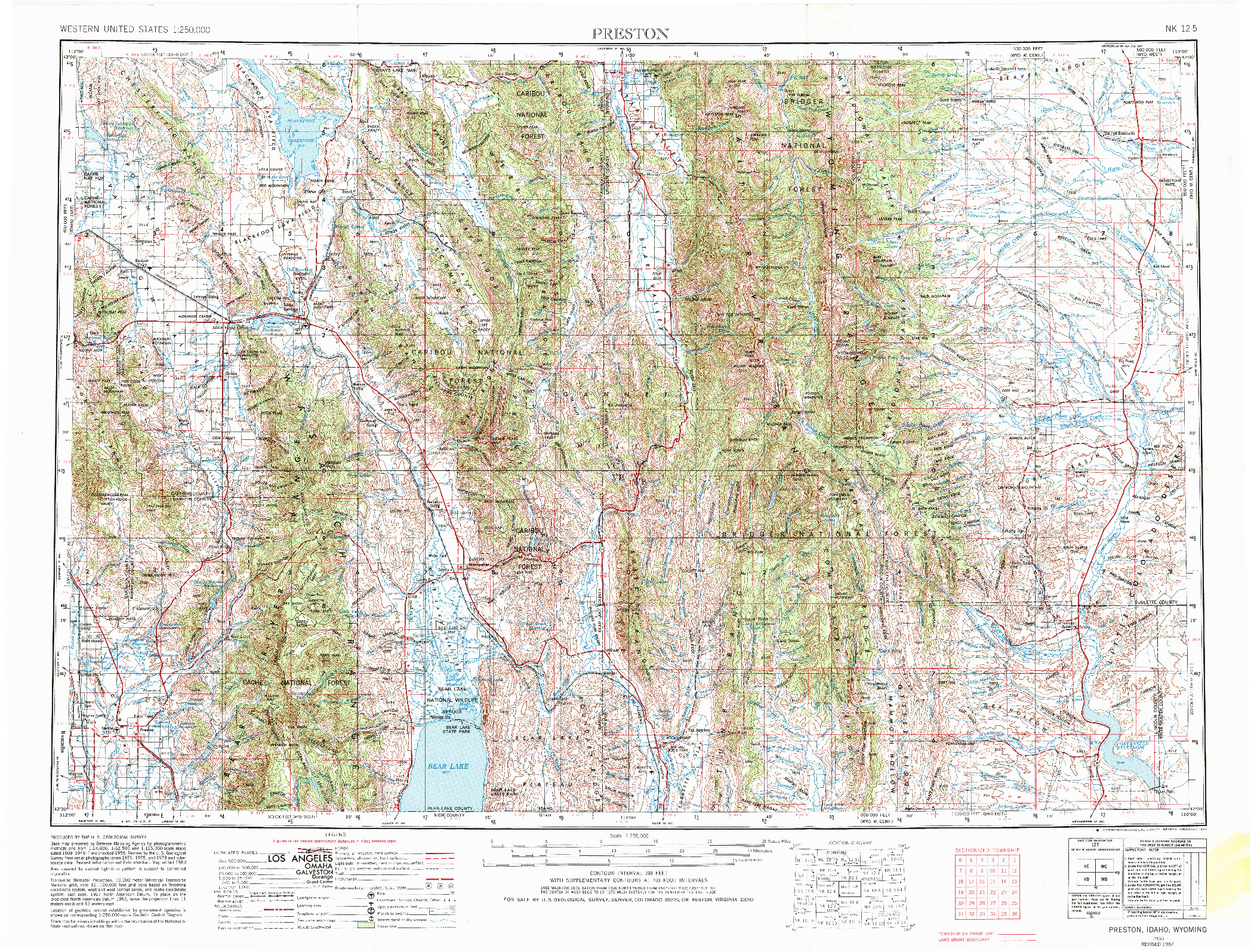 USGS 1:250000-SCALE QUADRANGLE FOR PRESTON, ID 1955