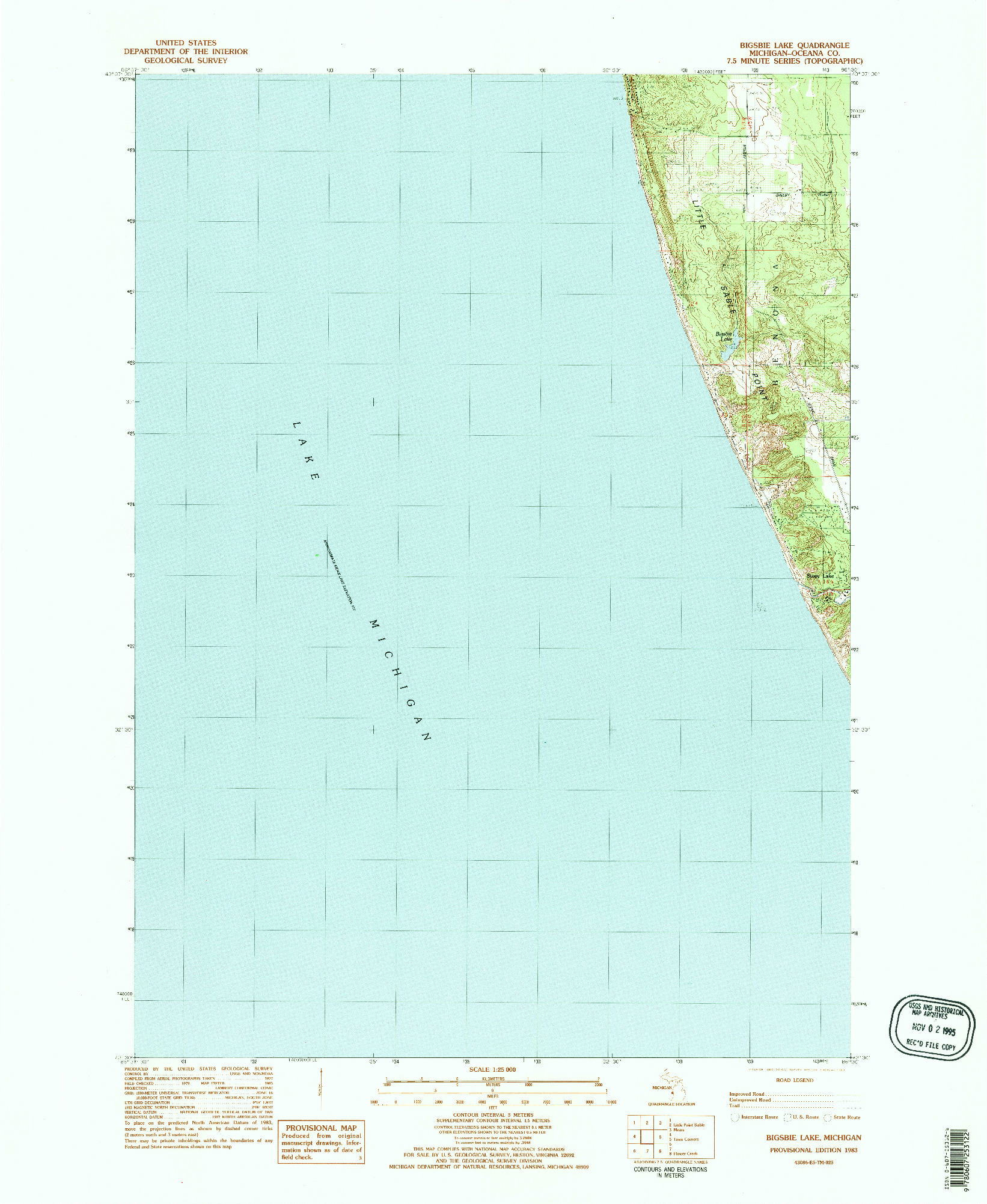USGS 1:24000-SCALE QUADRANGLE FOR BIGSBIE LAKE, MI 1983
