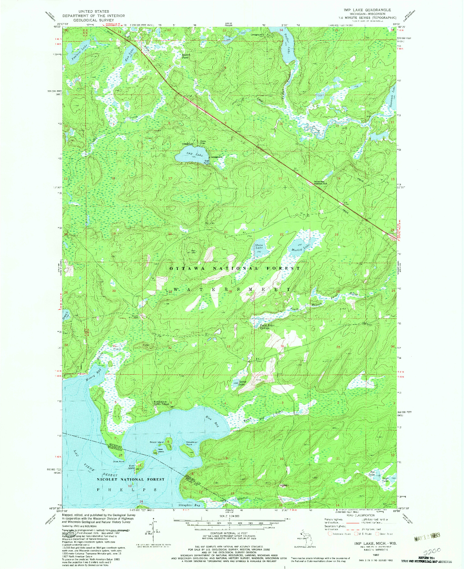 USGS 1:24000-SCALE QUADRANGLE FOR IMP LAKE, MI 1982