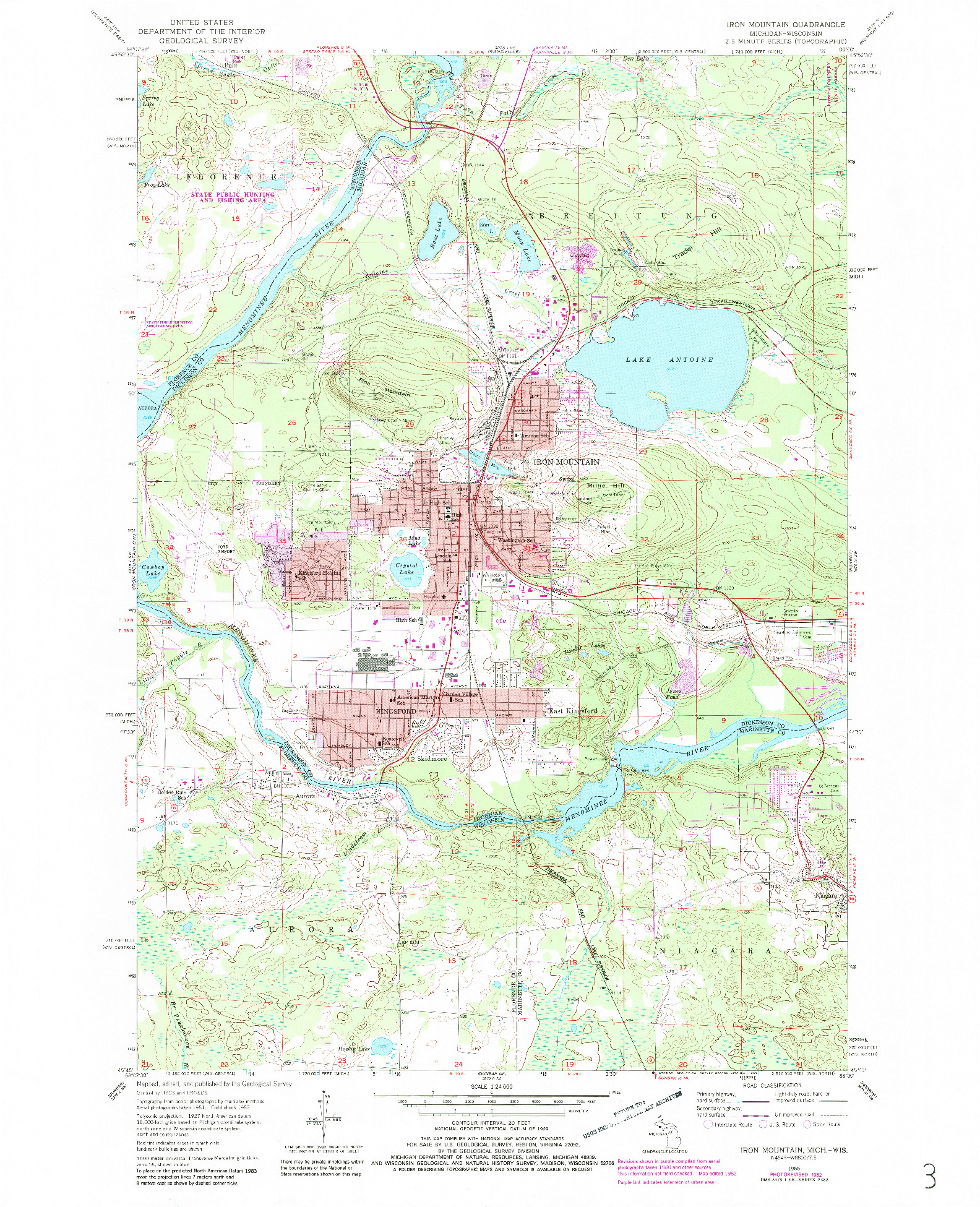 USGS 1:24000-SCALE QUADRANGLE FOR IRON MOUNTAIN, MI 1955