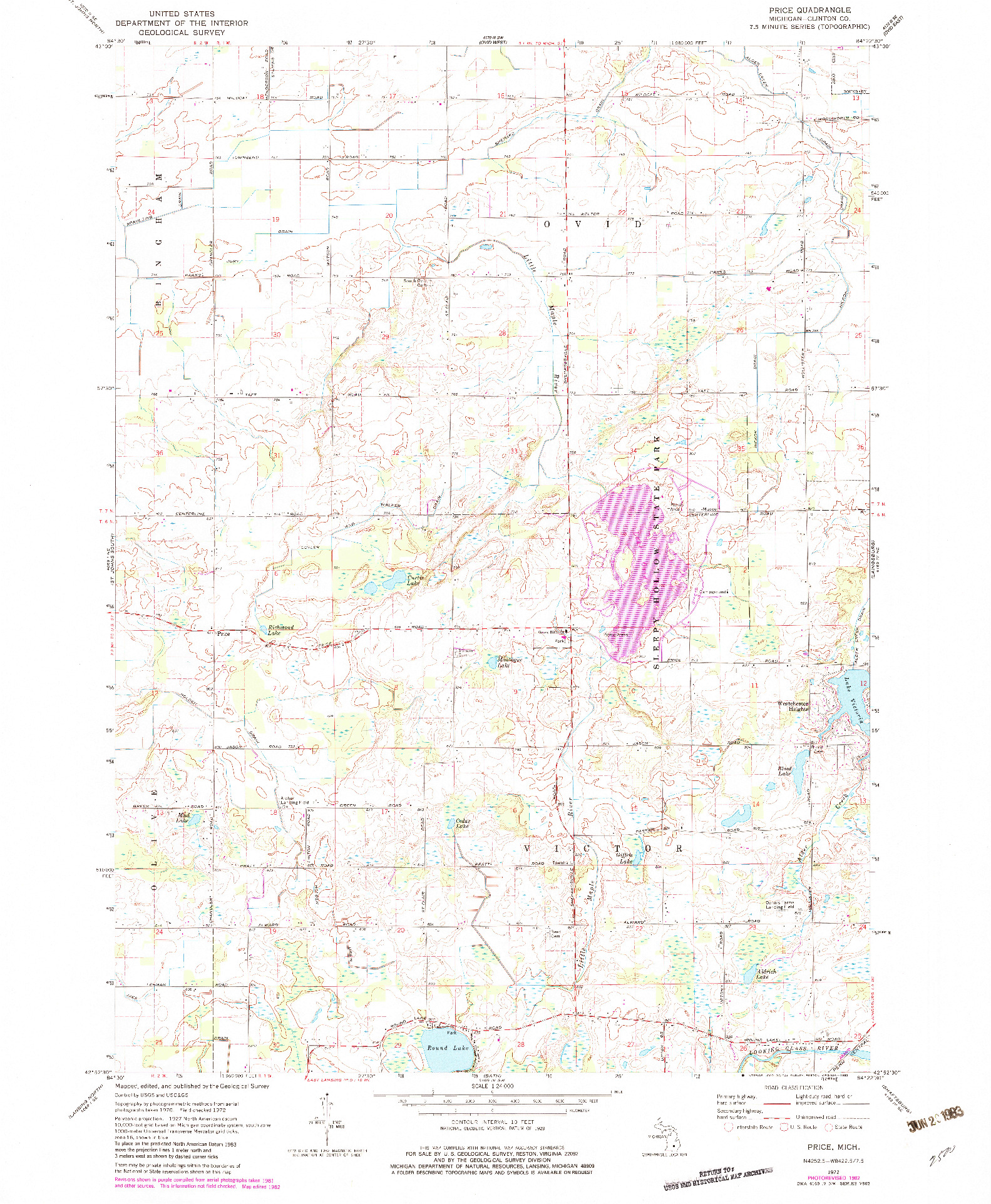 USGS 1:24000-SCALE QUADRANGLE FOR PRICE, MI 1972