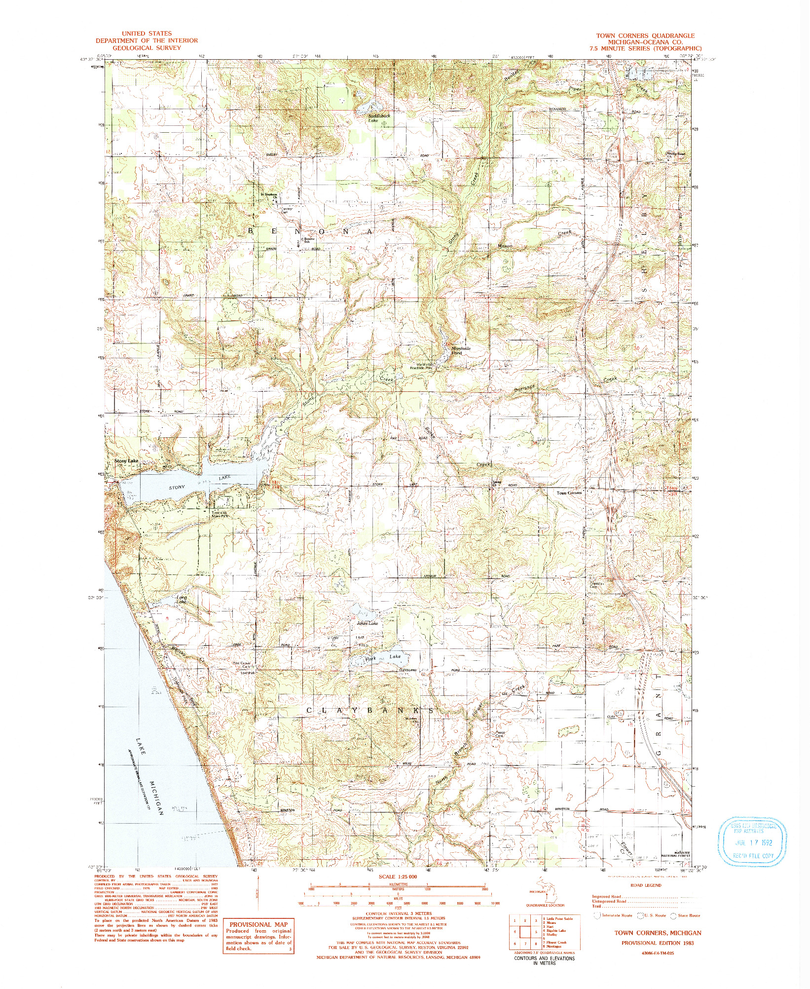 USGS 1:24000-SCALE QUADRANGLE FOR TOWN CORNERS, MI 1983