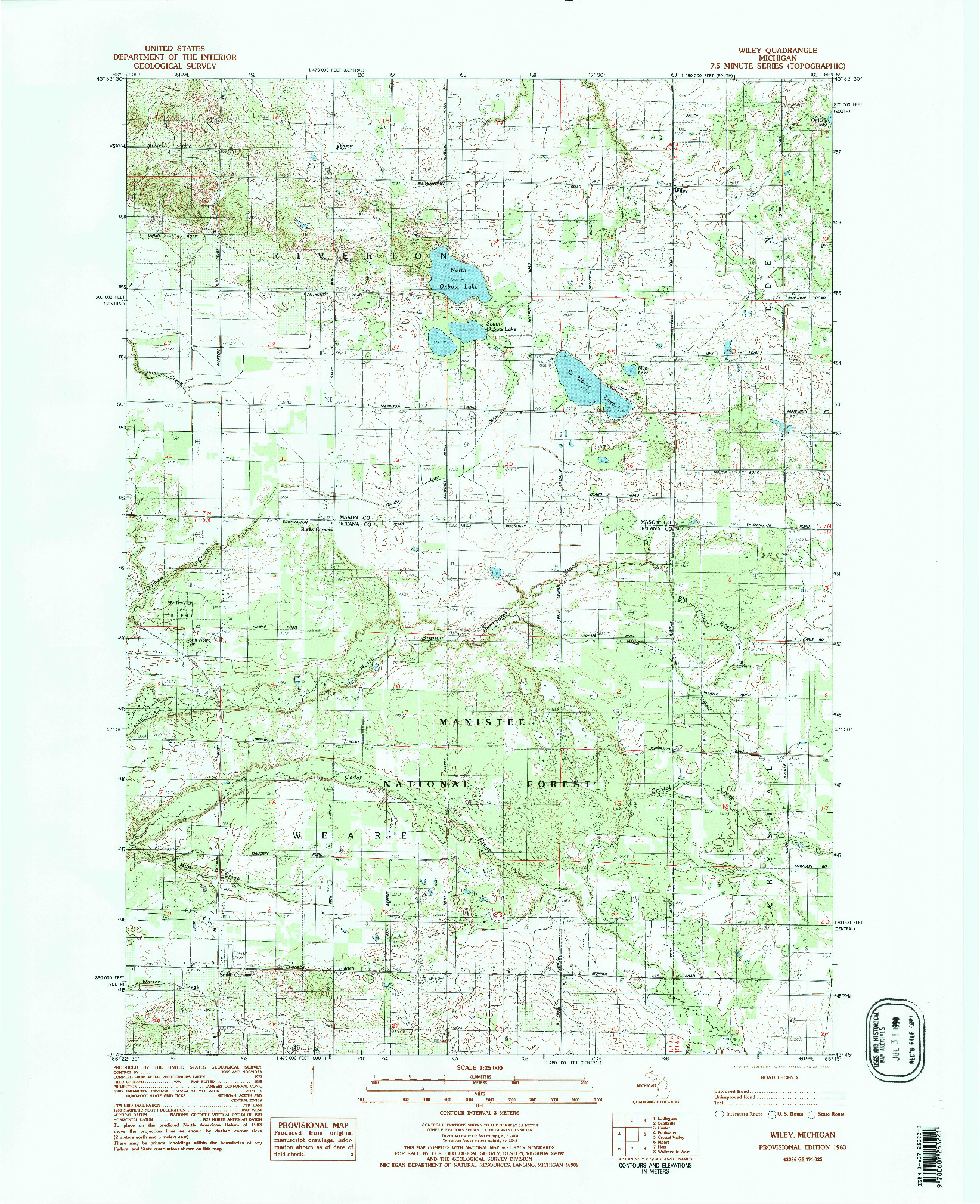 USGS 1:24000-SCALE QUADRANGLE FOR WILEY, MI 1983