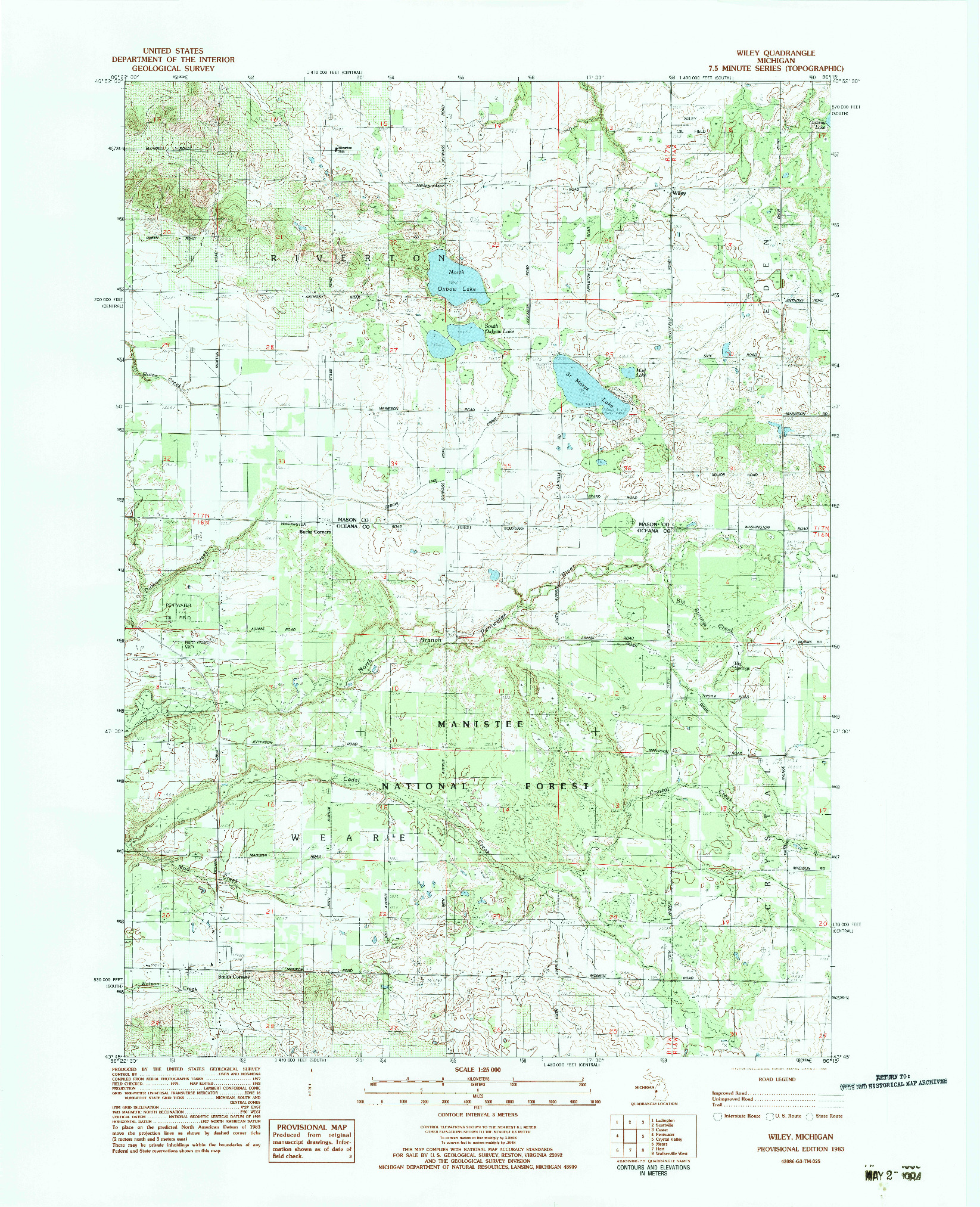 USGS 1:24000-SCALE QUADRANGLE FOR WILEY, MI 1983