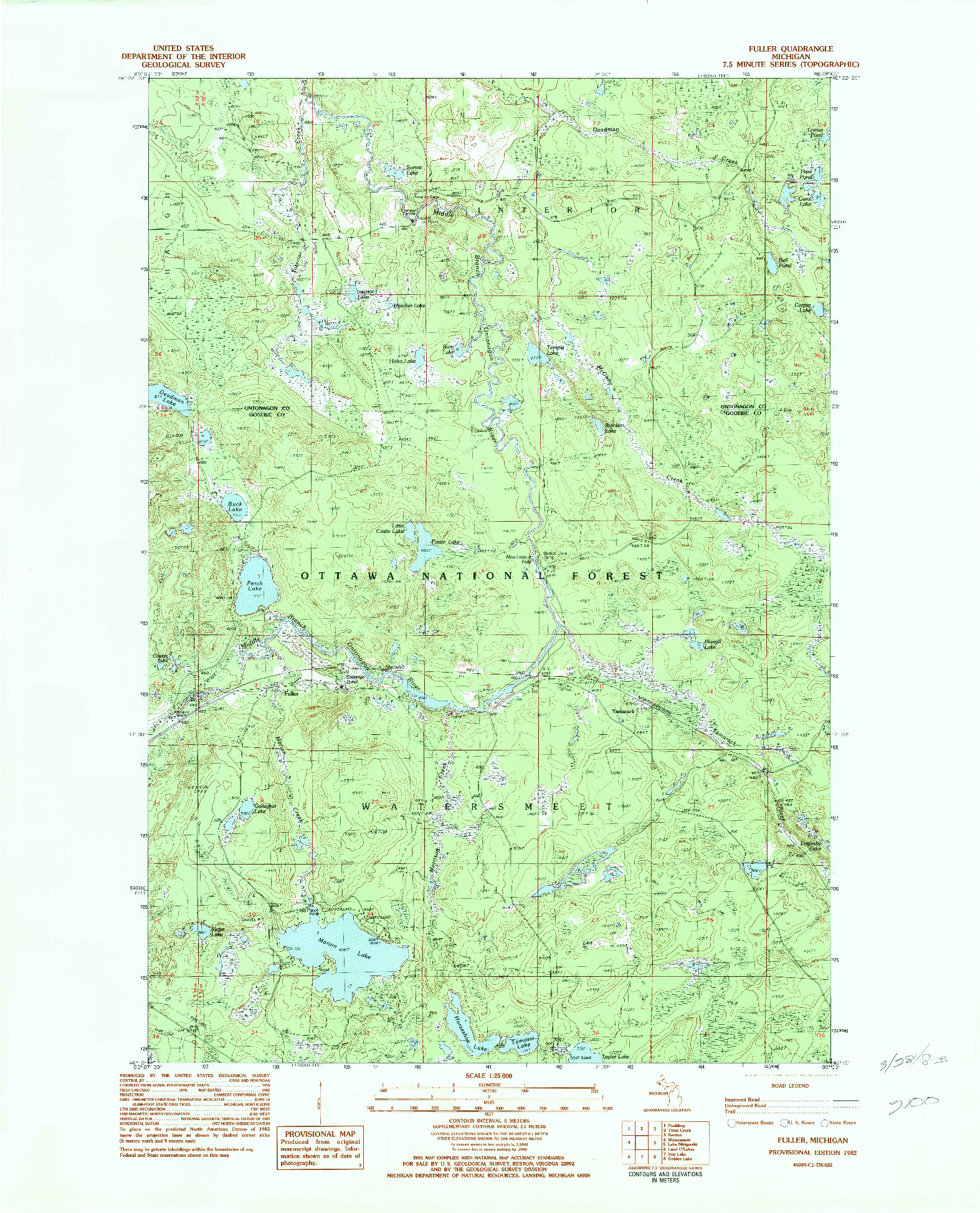 USGS 1:25000-SCALE QUADRANGLE FOR FULLER, MI 1982