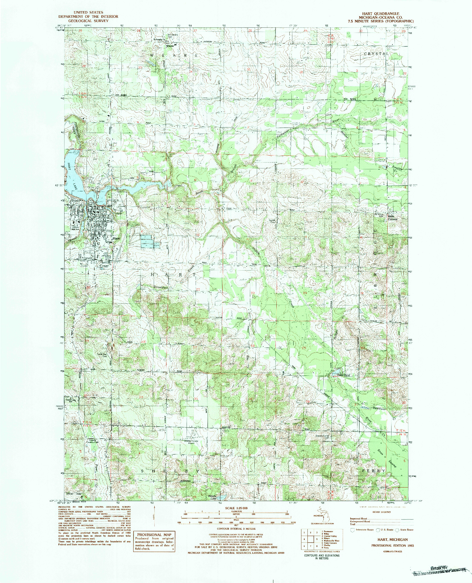 USGS 1:25000-SCALE QUADRANGLE FOR HART, MI 1983
