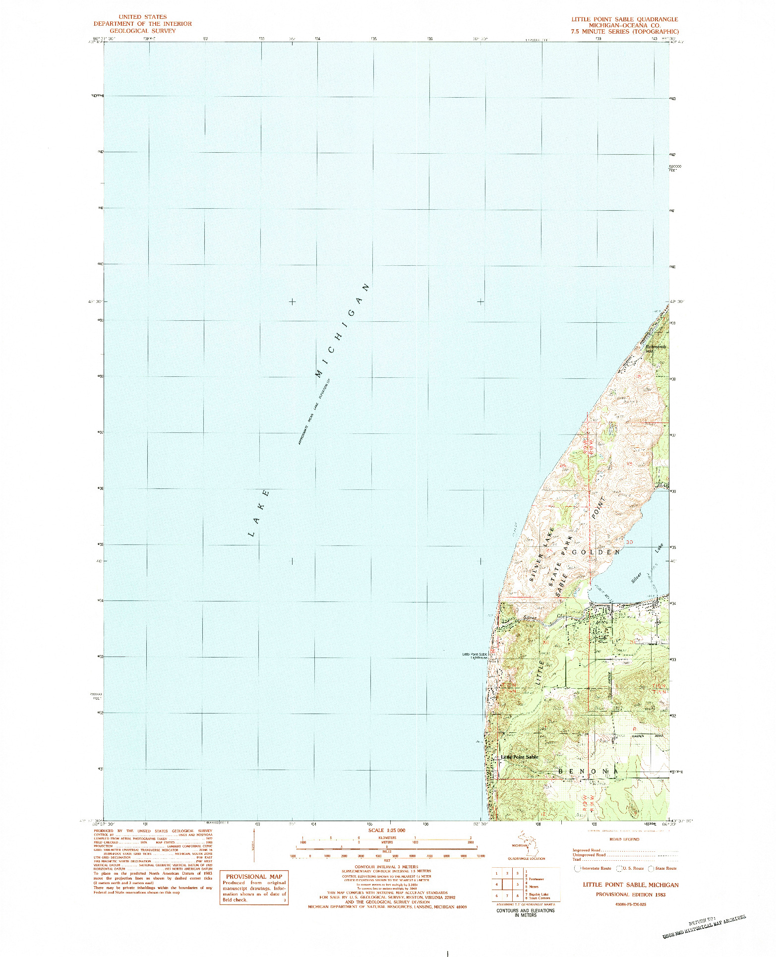 USGS 1:25000-SCALE QUADRANGLE FOR LITTLE POINT SABLE, MI 1983