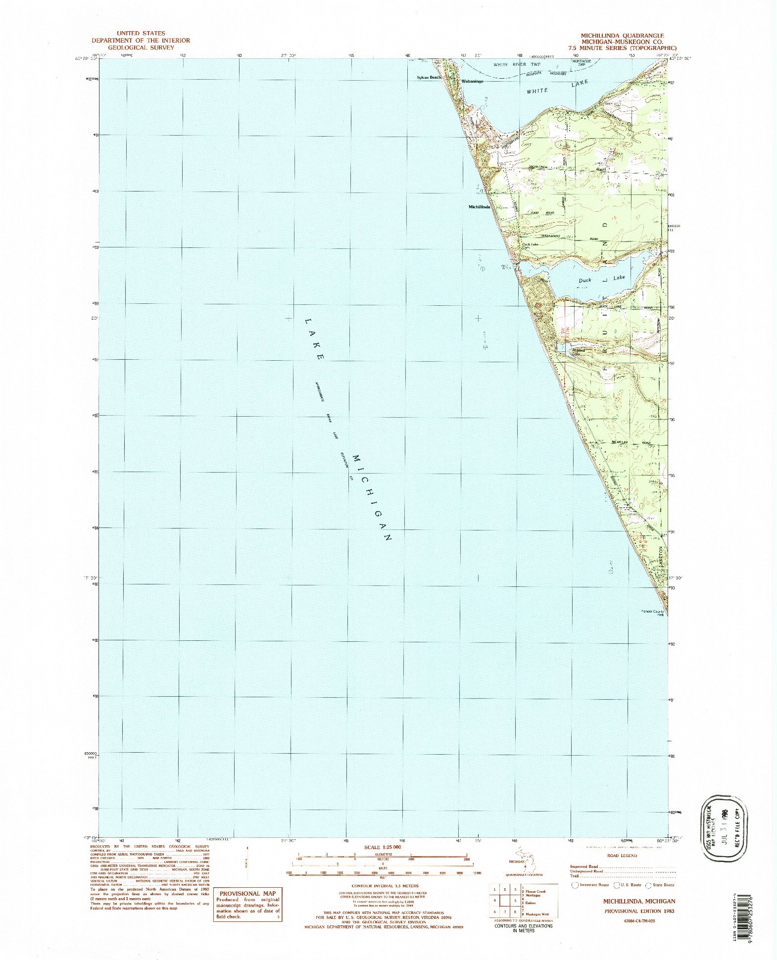 USGS 1:25000-SCALE QUADRANGLE FOR MICHILLINDA, MI 1983